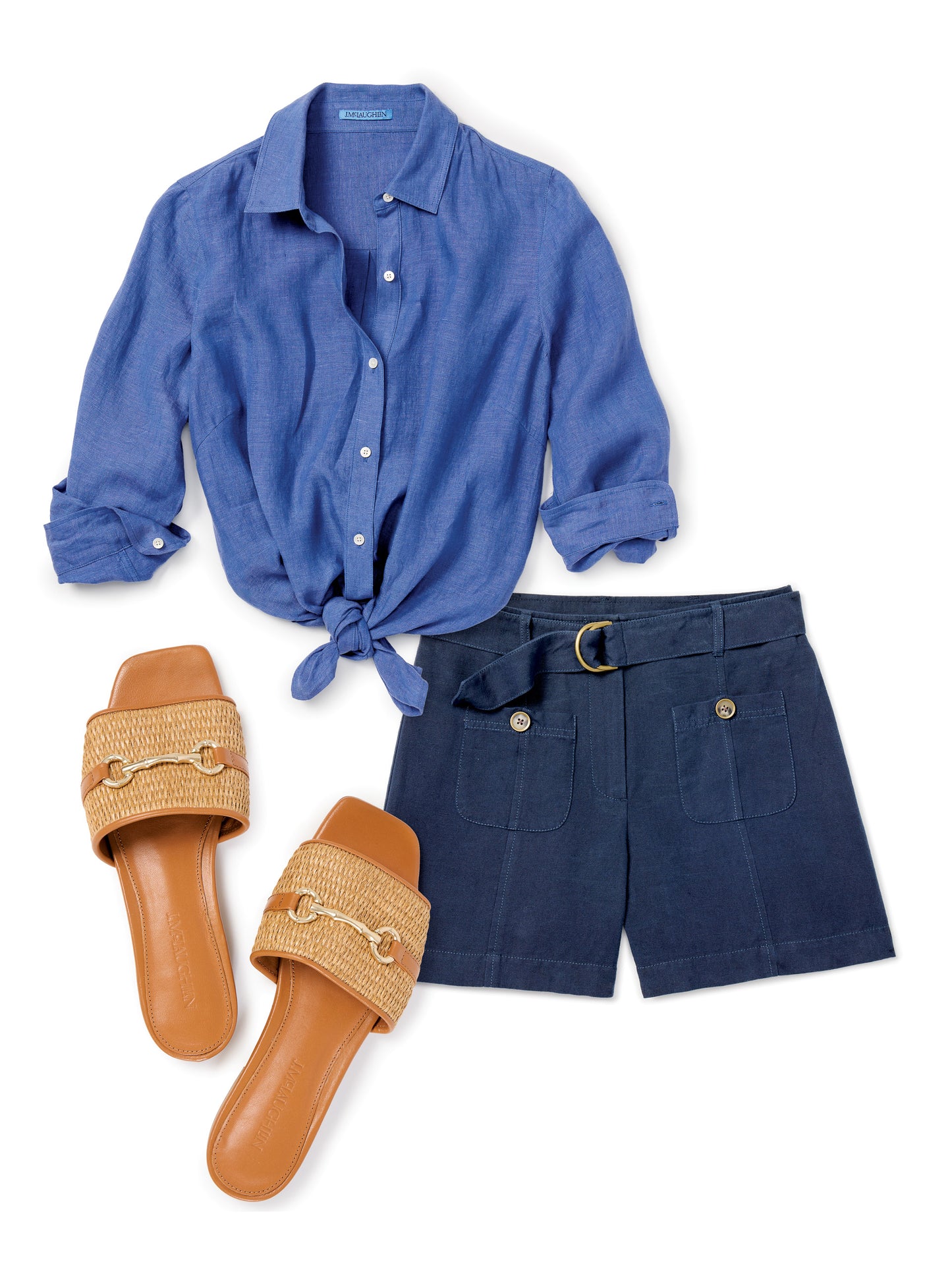 J.McLaughlin Britt linen shirt in dark chambray made with linen.
