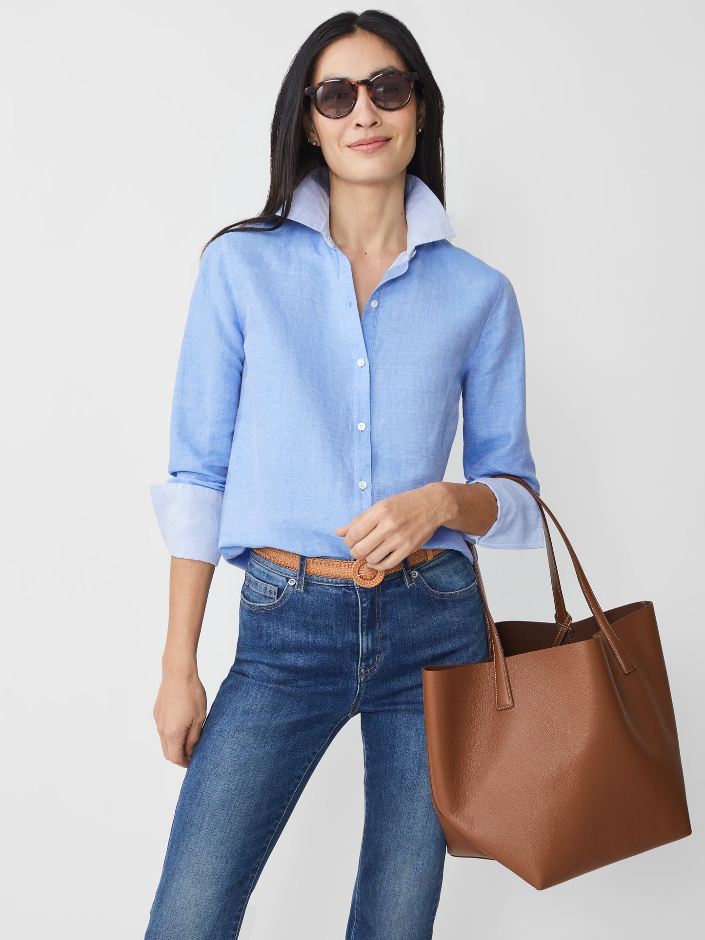 J.McLaughlin Vika tote bag in tobacco made with leather.