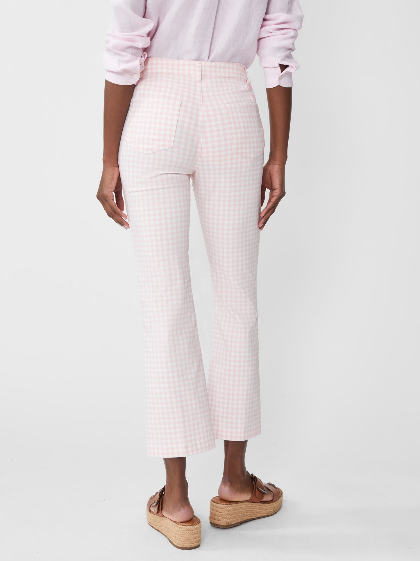 J.McLaughlin Dakota pants in pink/white made with Amelia cloth.