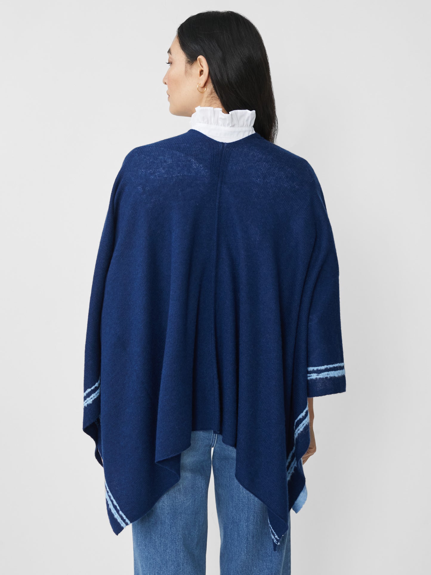 J.McLaughlin Saara wrap in Navy/Light Blue made with Cashmere.