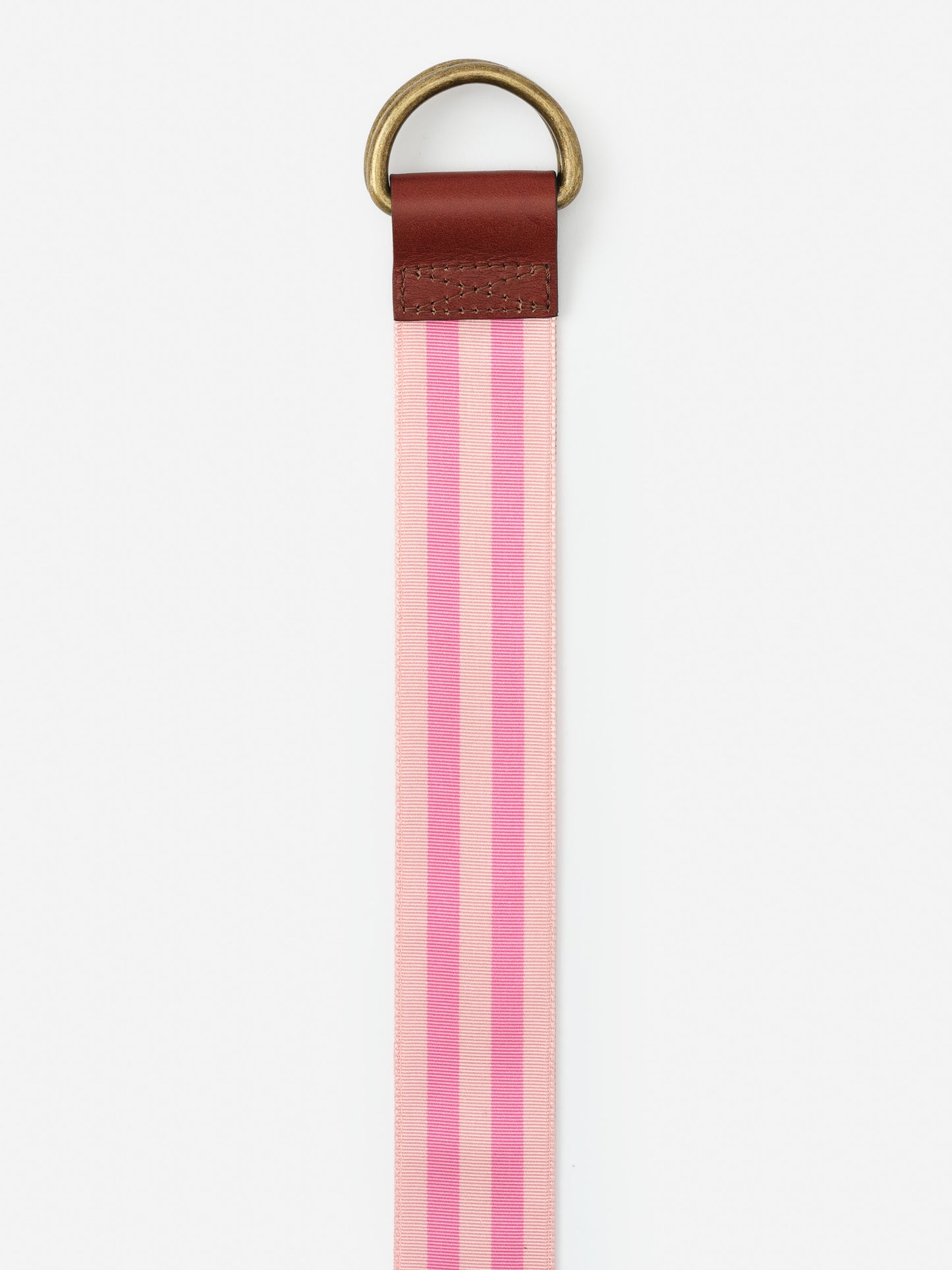 Ribbon Belt in Stripe by J.McLaughlin features a pink striped design with leather accents and a brass buckle, embodying effortlessly stylish, enduring designs for a life well-lived.