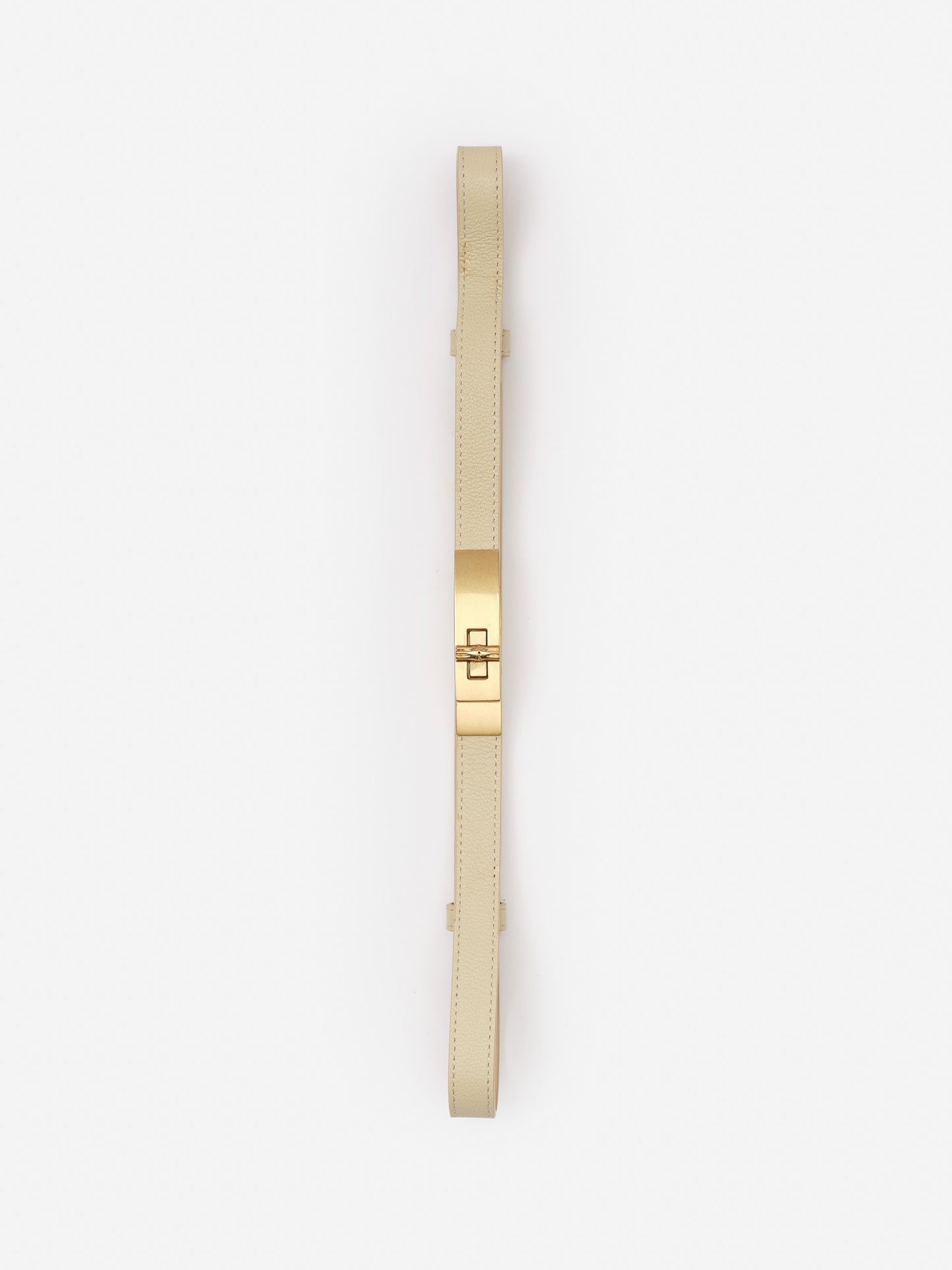 Liv Leather Belt by J.McLaughlin in a soft beige leather with a polished gold buckle, showcasing effortlessly stylish, enduring designs and innovative fabrics for a legacy of timeless fashion.