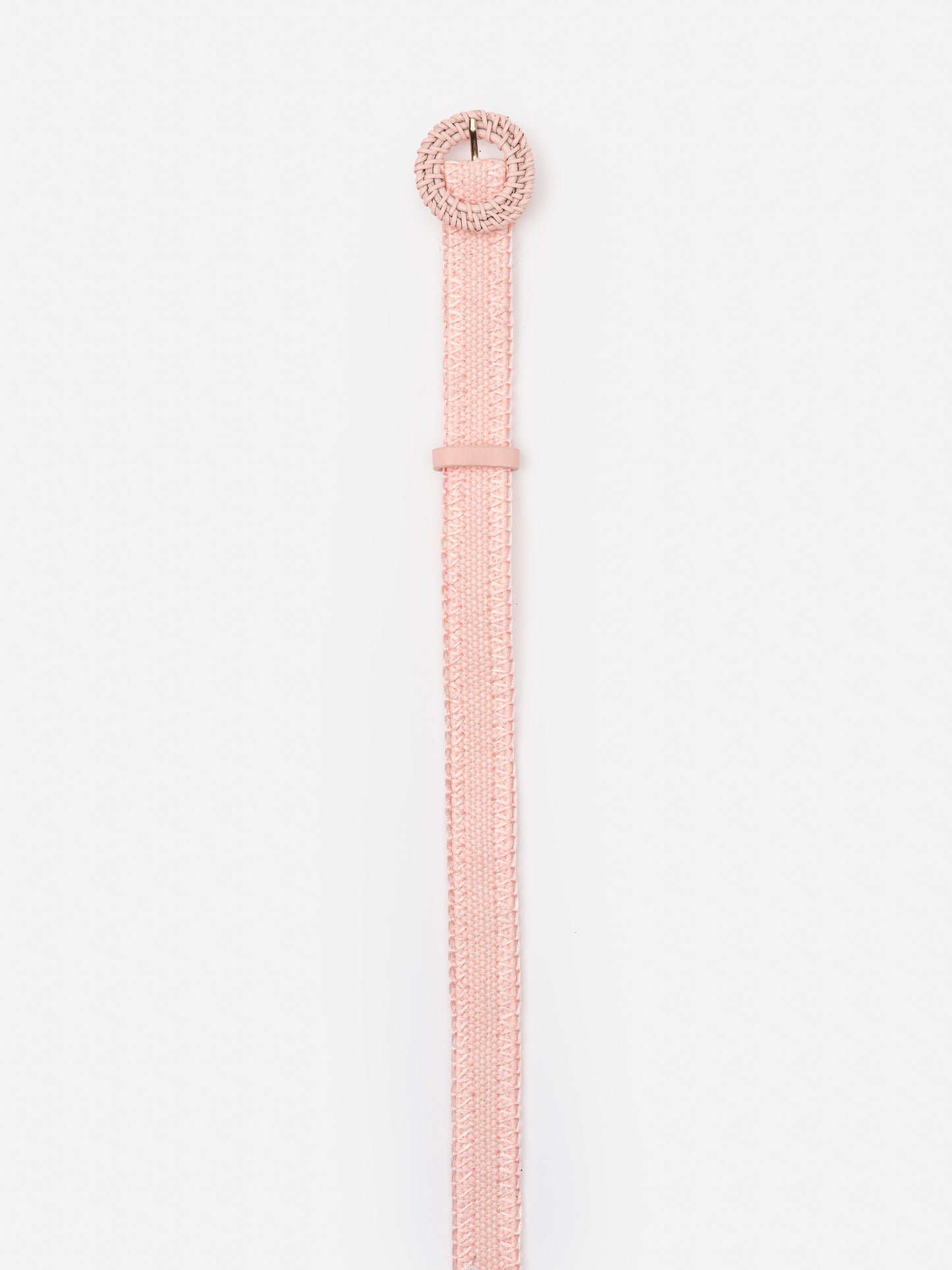 Mini Popie Grasscloth Belt by J.McLaughlin in soft pink, featuring innovative fabric with impeccable craftsmanship for an effortlessly stylish, enduring design.