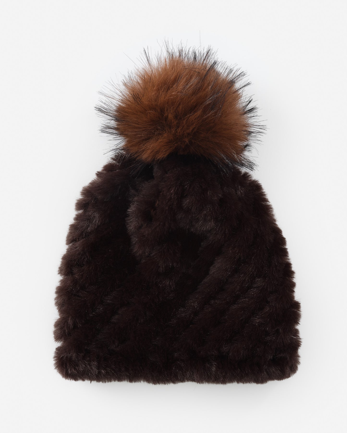 J.McLaughlin Loulou hat in dark brown/light brown made with faux fur.