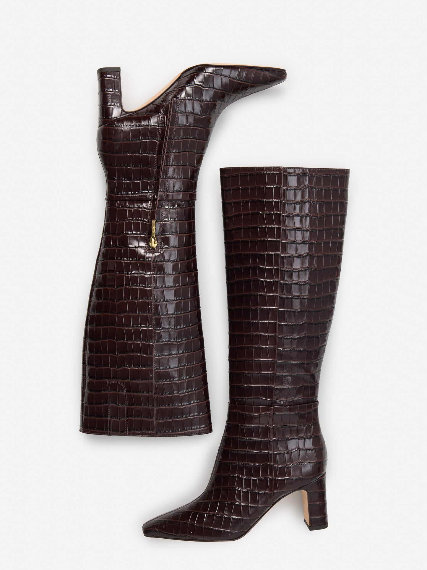 J.McLaughlin Eden boots in dark brown made with crocodile.