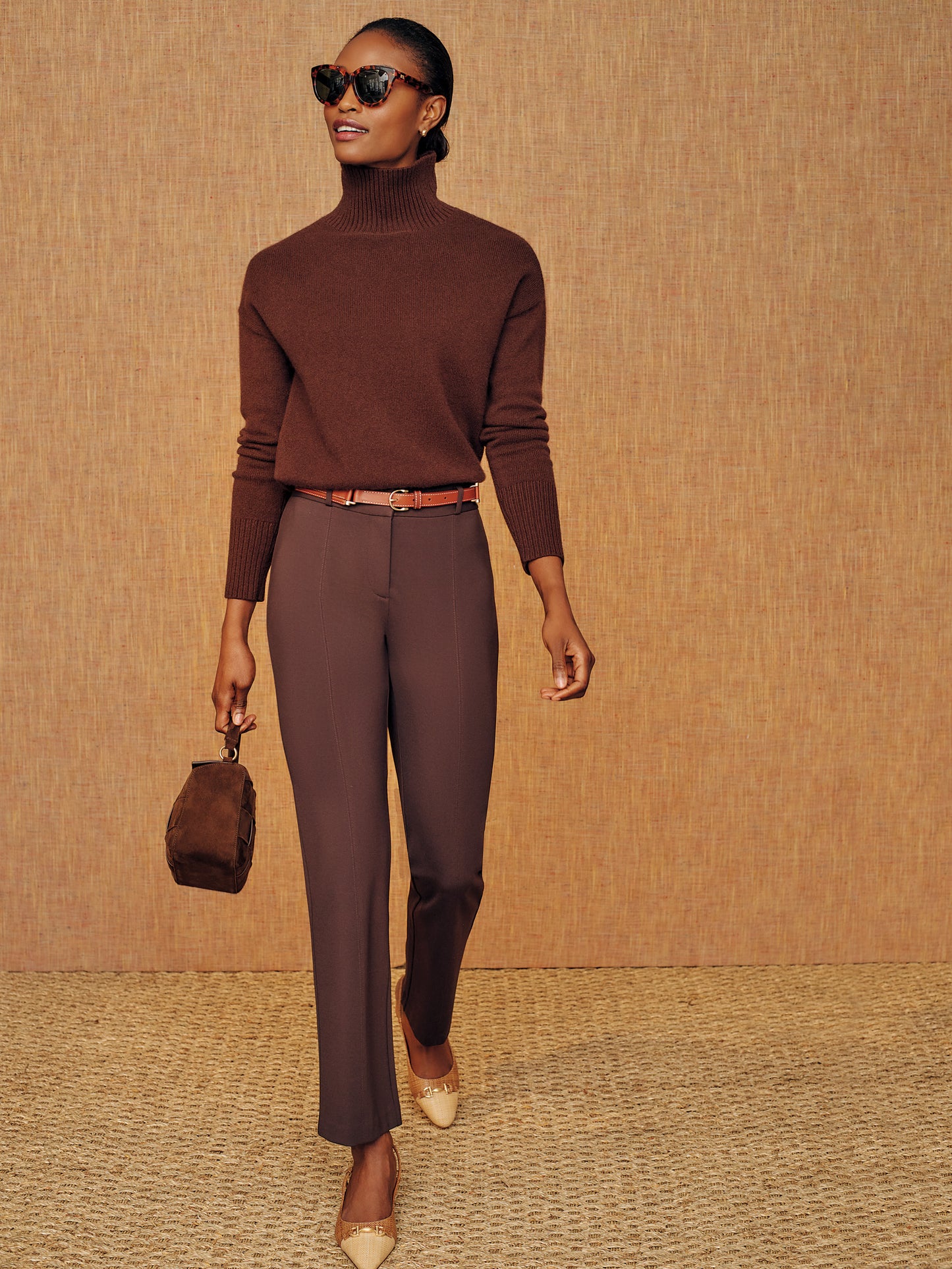 J.McLaughlin Ynez Pant in Brown made with Bainbridge Cloth.