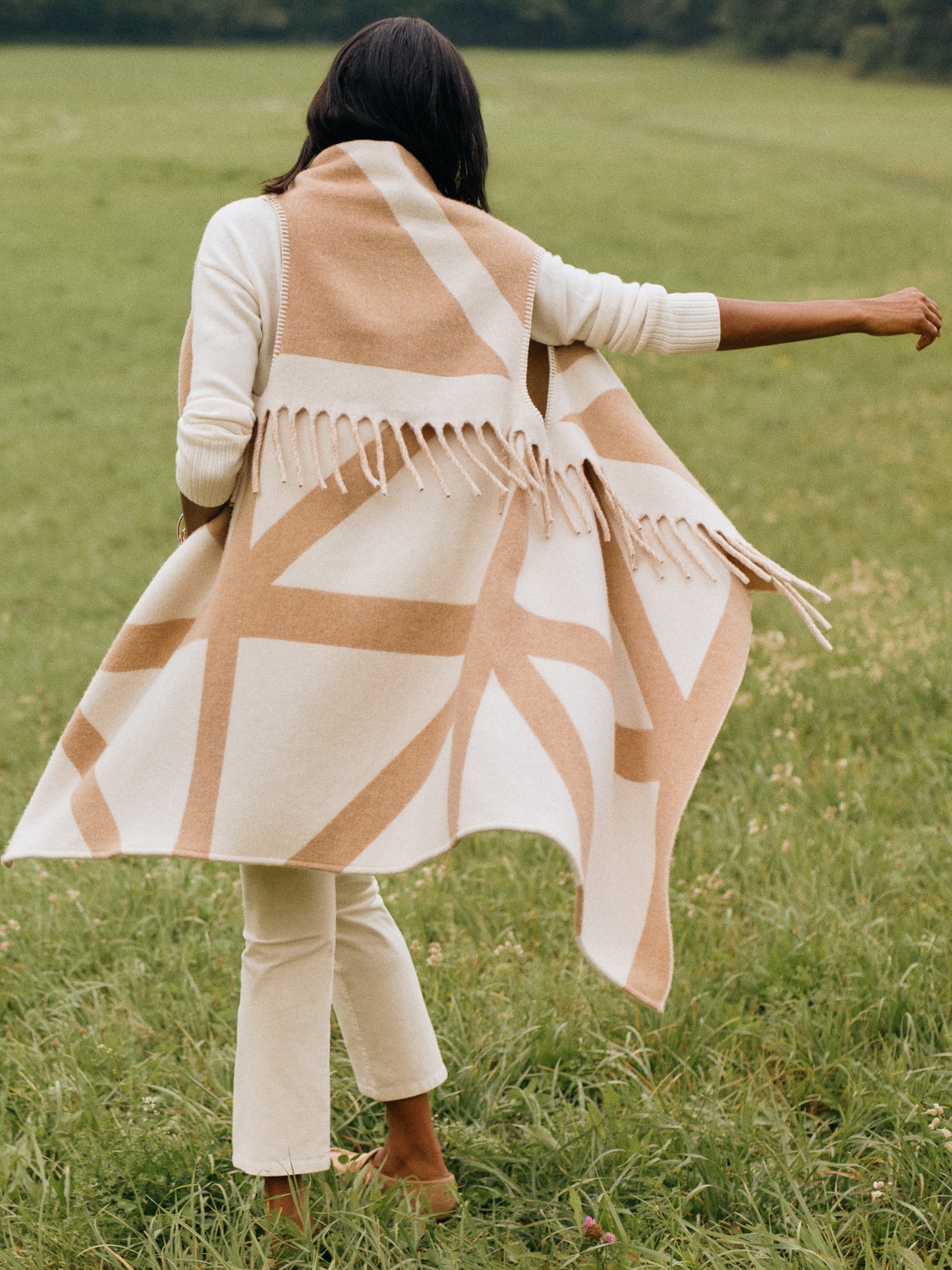 J.McLaughlin Milda vest in camel/off white made with wool.