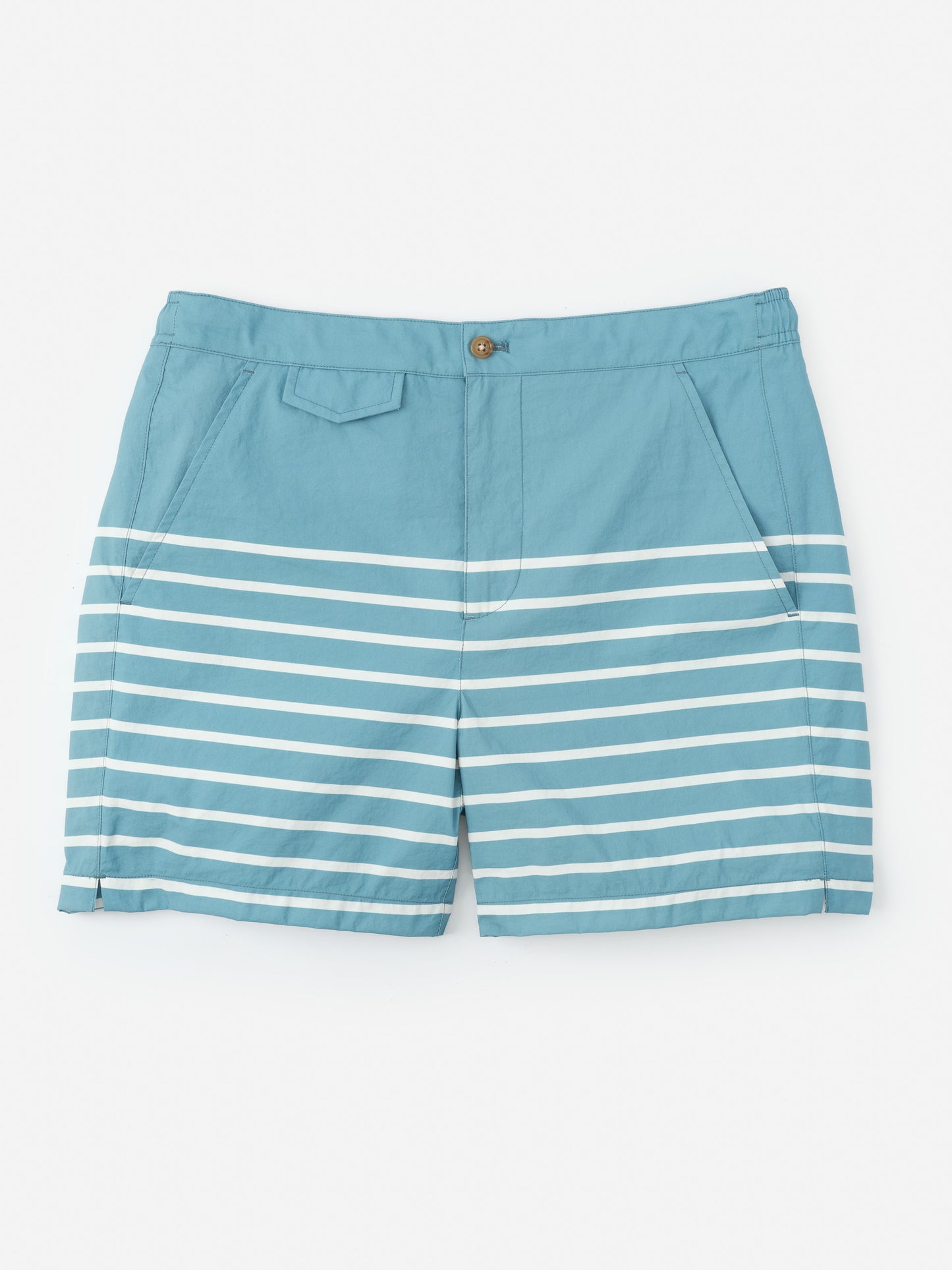 Deck Swim Trunks in Sorrento Stripes by J.McLaughlin showcasing effortlessly stylish swim shorts with enduring designs and innovative fabrics for a legacy of timeless fashion. A destination for defining style. Life, Well-Lived.