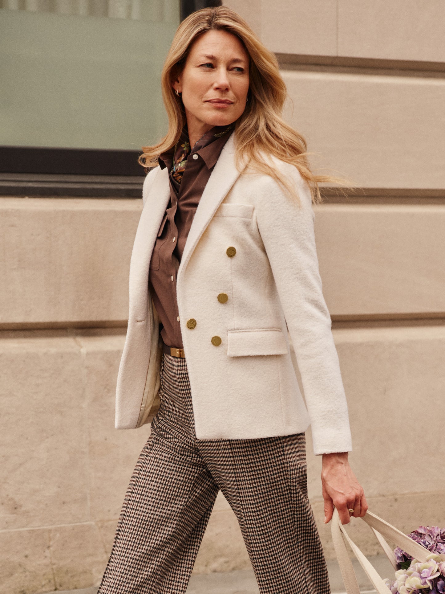 J.McLaughlin Genevieve blazer in cream made with wool boucle.