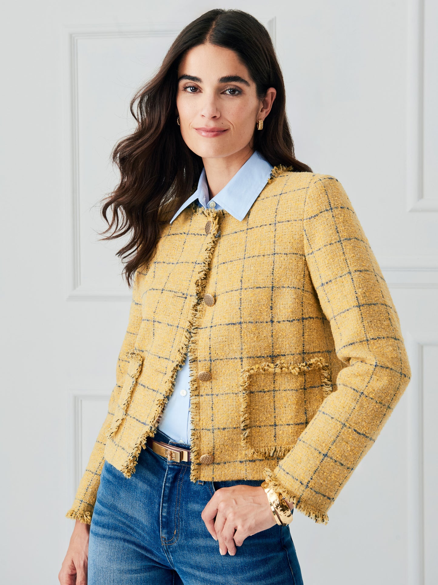 J.McLaughlin Abigail jacket in mustard made with wool.