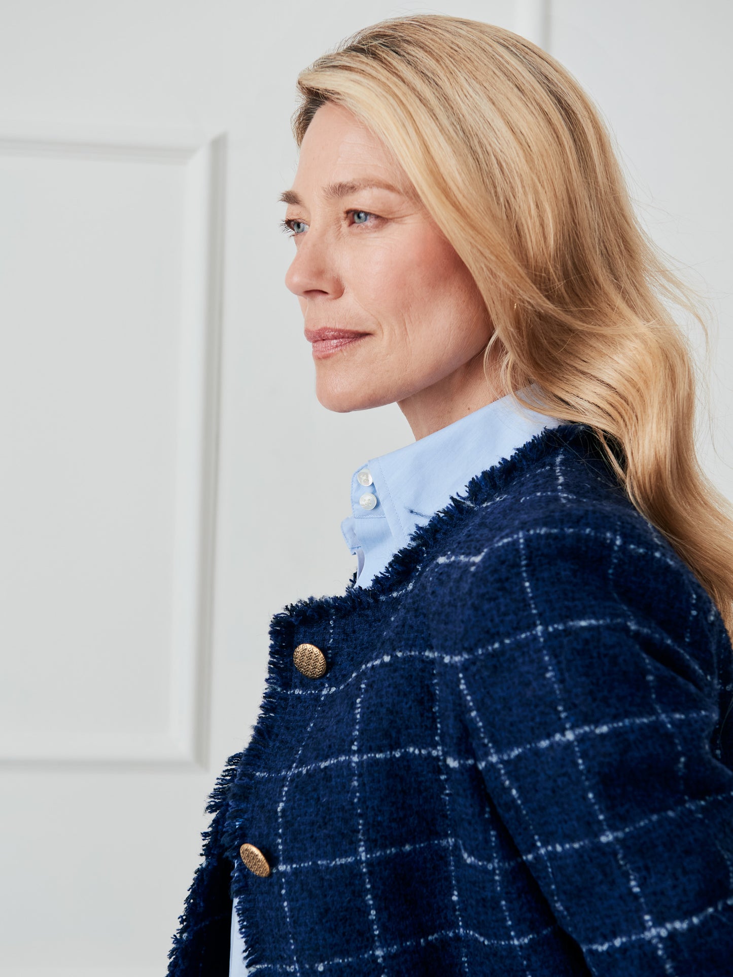 J.McLaughlin Abigail jacket in navy/white made with wool.