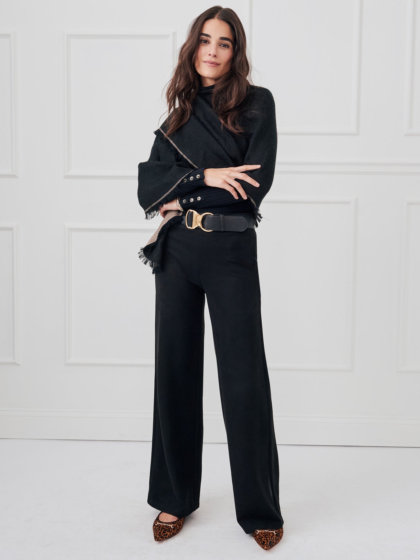J.McLaughlin Anderson pants in black made with faux suede.