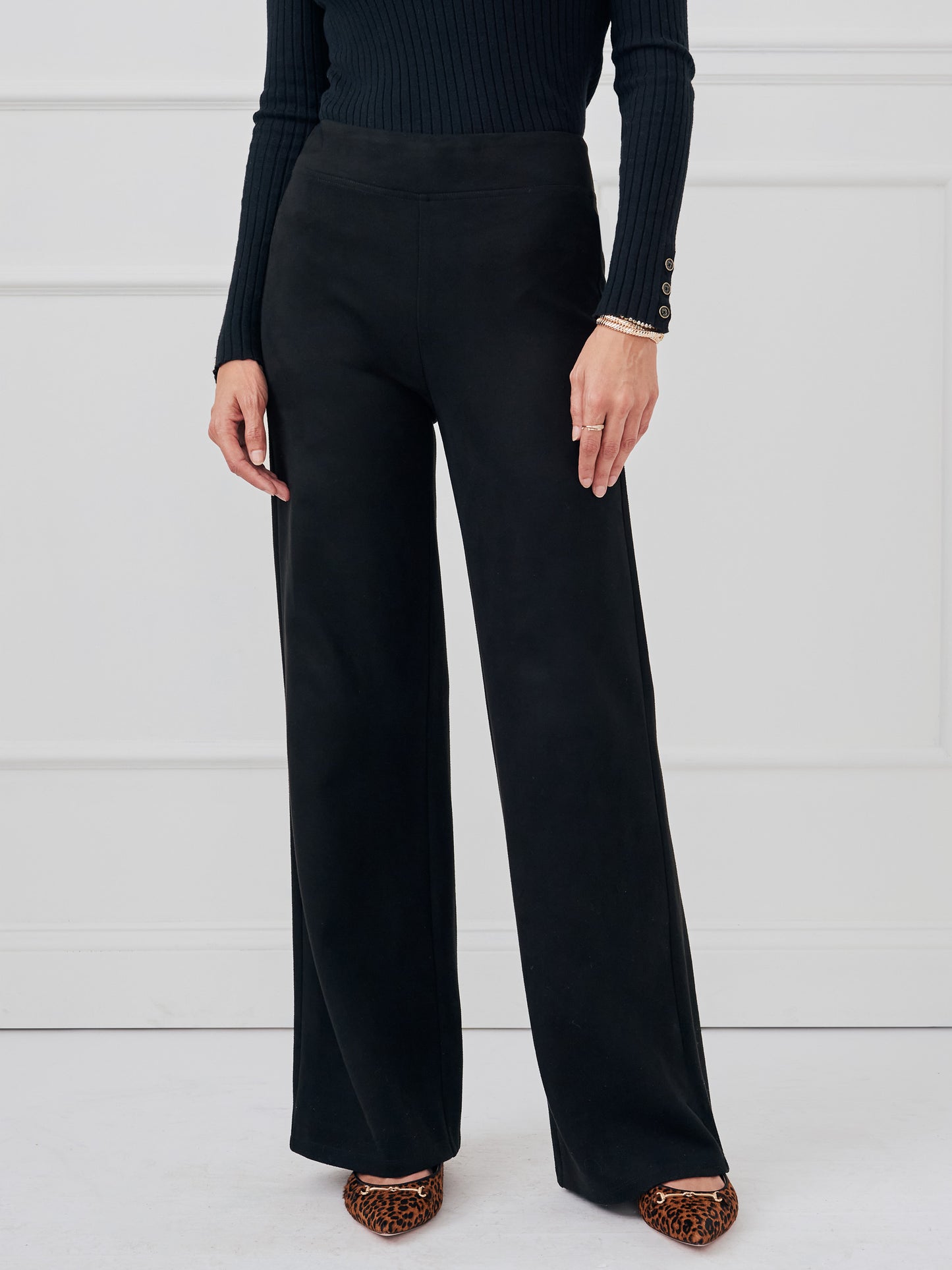 J.McLaughlin Anderson pants in black made with faux suede.