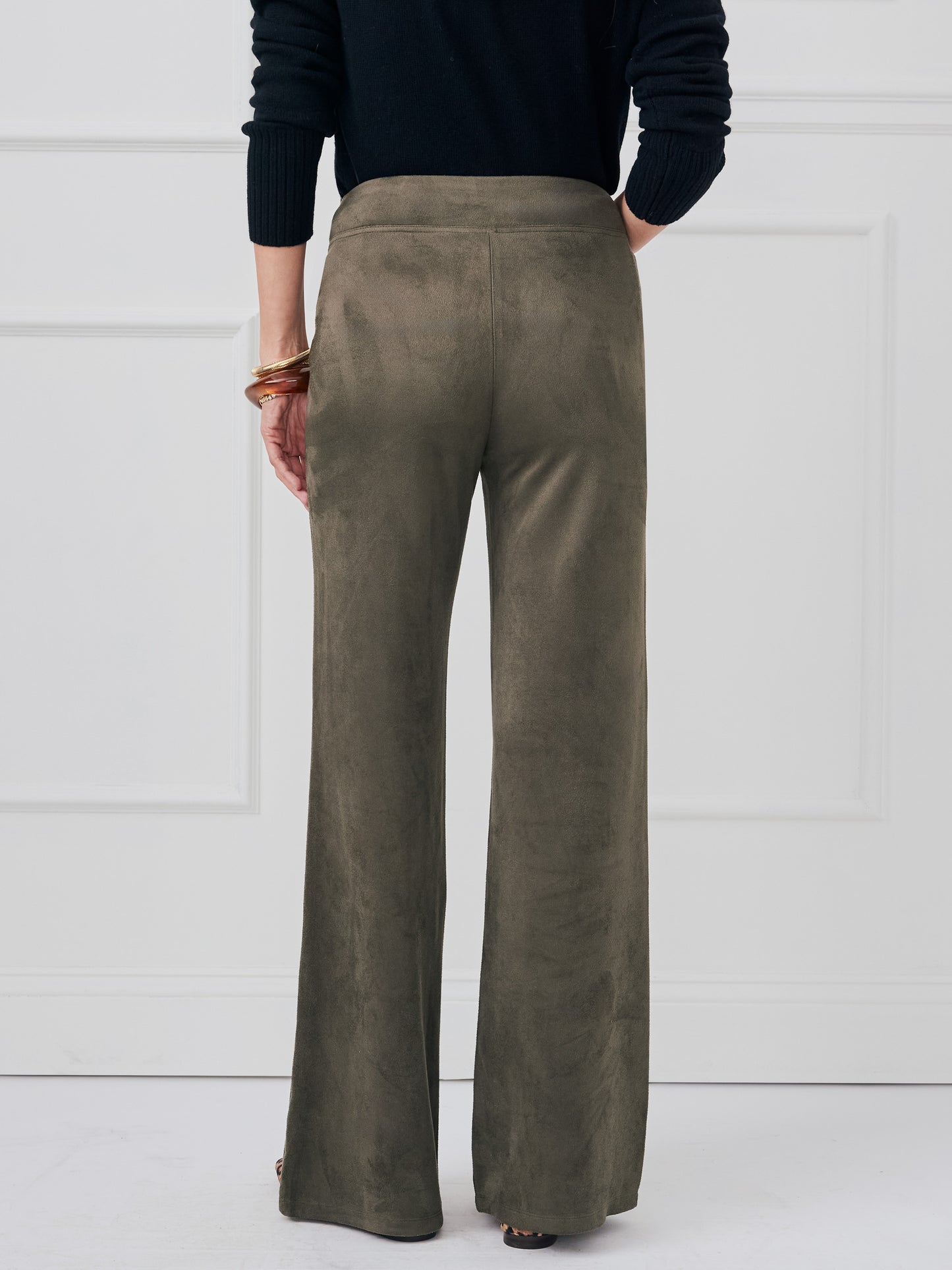 J.McLaughlin Anderson pants in olive made with faux suede.