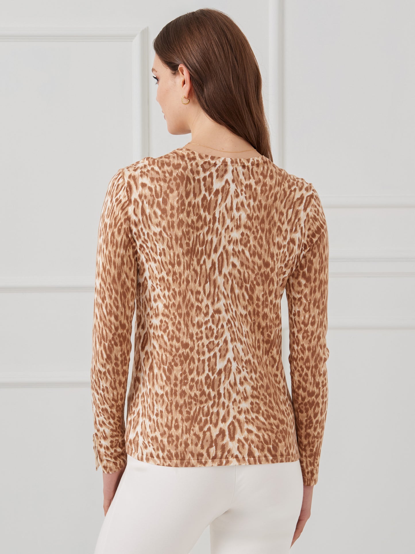 J.McLaughlin Anilee sweater in medium brown/beige made with cotton/modal.