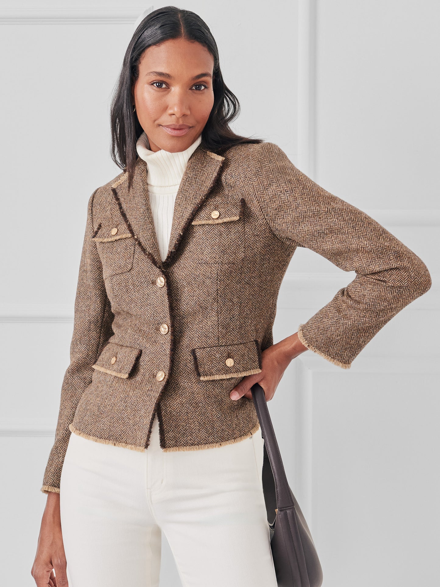 J.McLaughlin Anwen jacket in coffee made with wool.