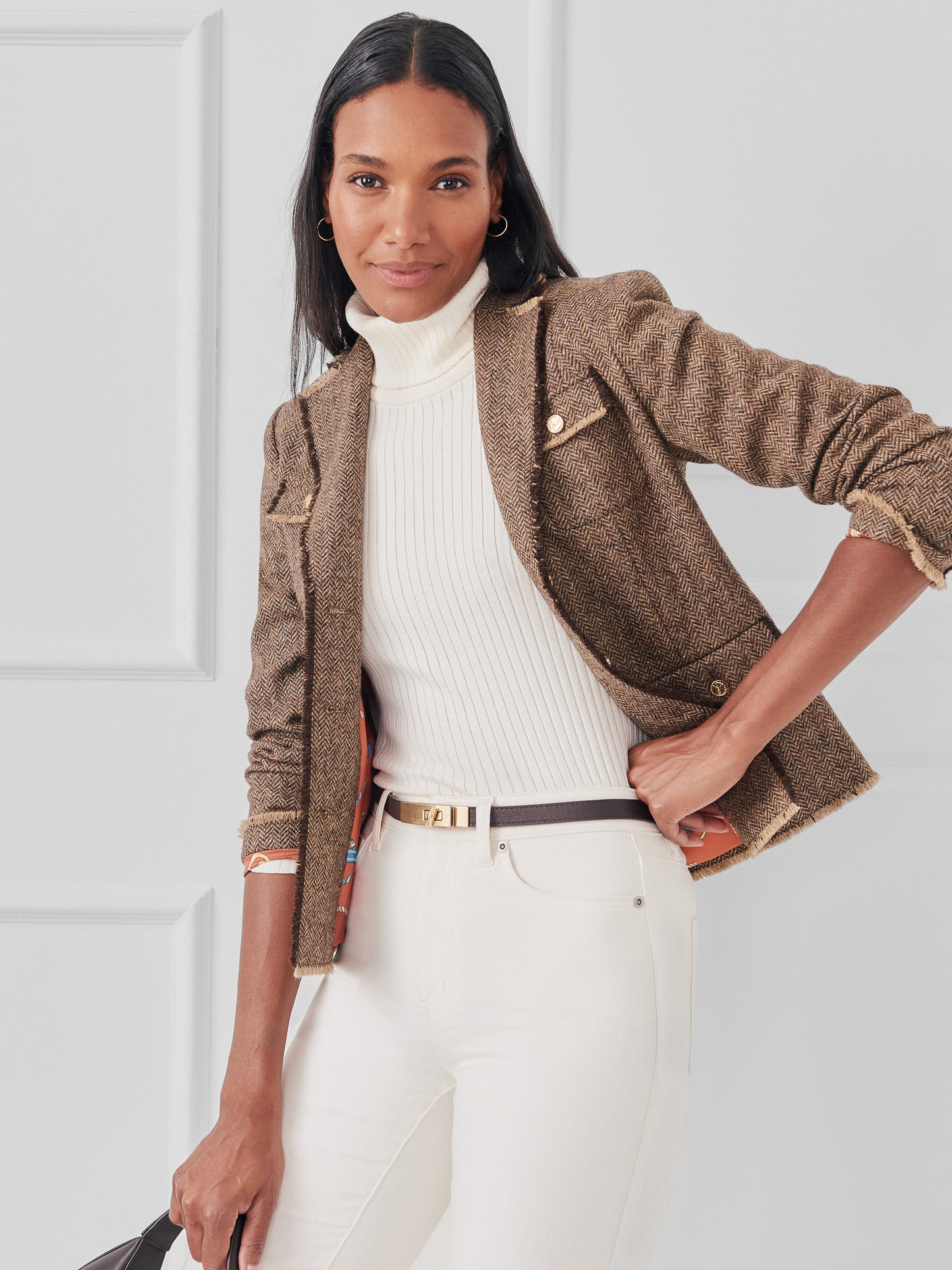 J.McLaughlin Anwen jacket in coffee made with wool.