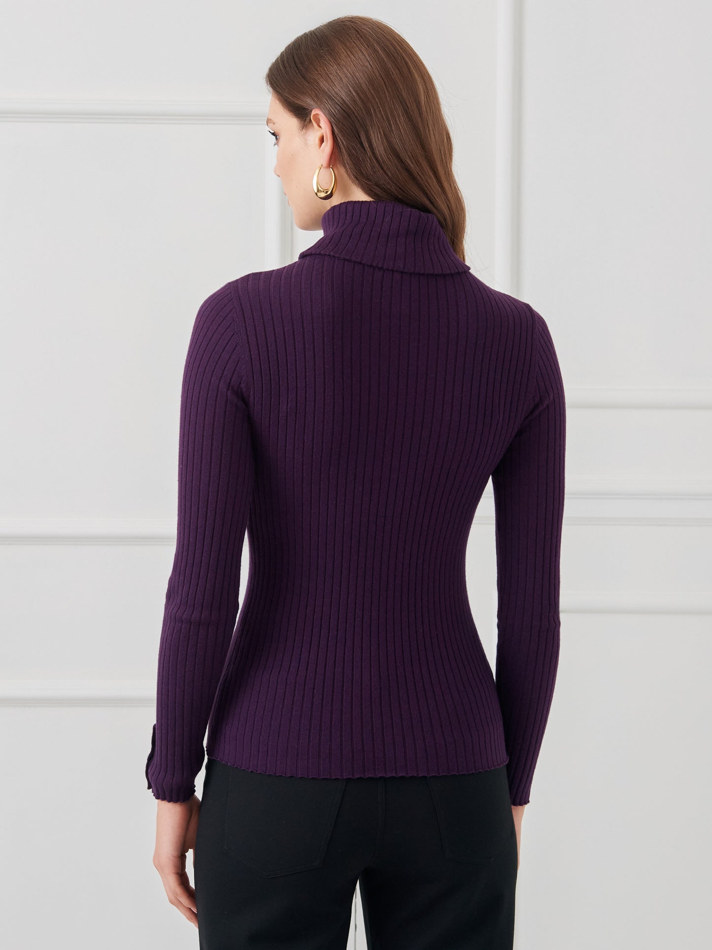 J.McLaughlin Arlette sweater in eggplant made with cotton/modal.