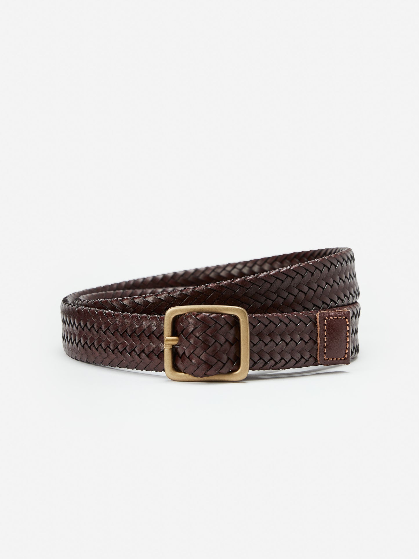 J.McLaughlin Braided Leather belt in brown made with leather.