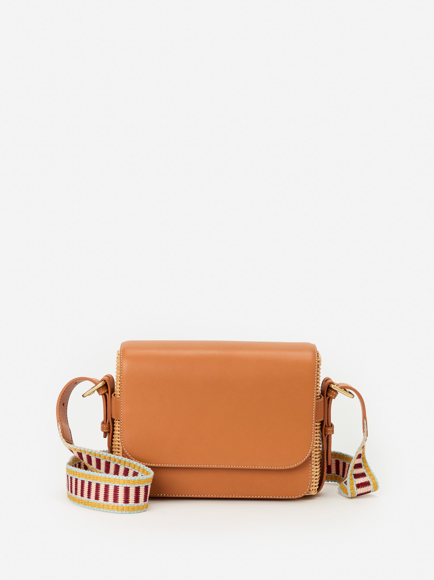 J.McLaughlin Cabott handbag in brown/natural made with leather and wicker.