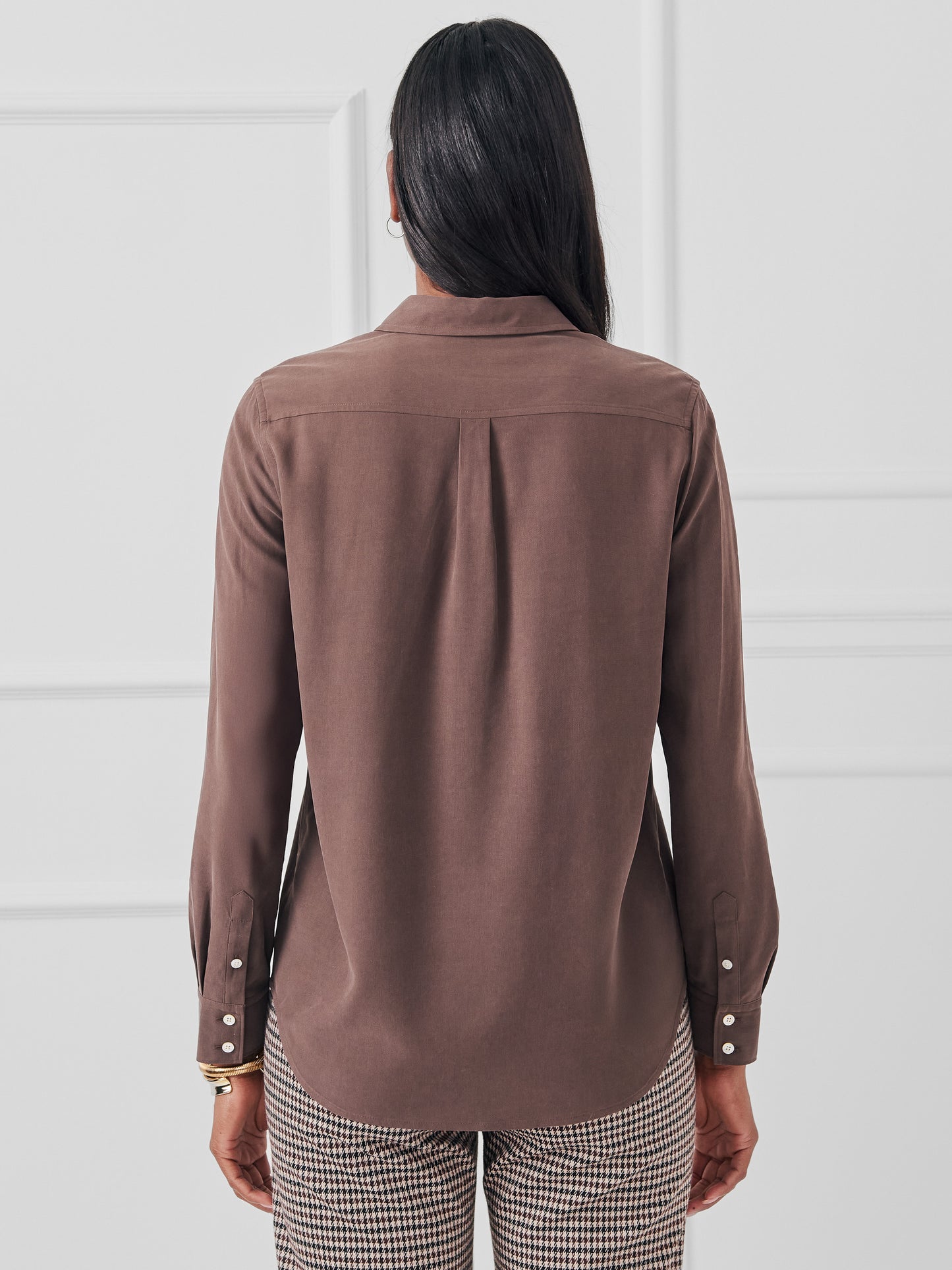 J.McLaughlin Miris top in brown made with silk.