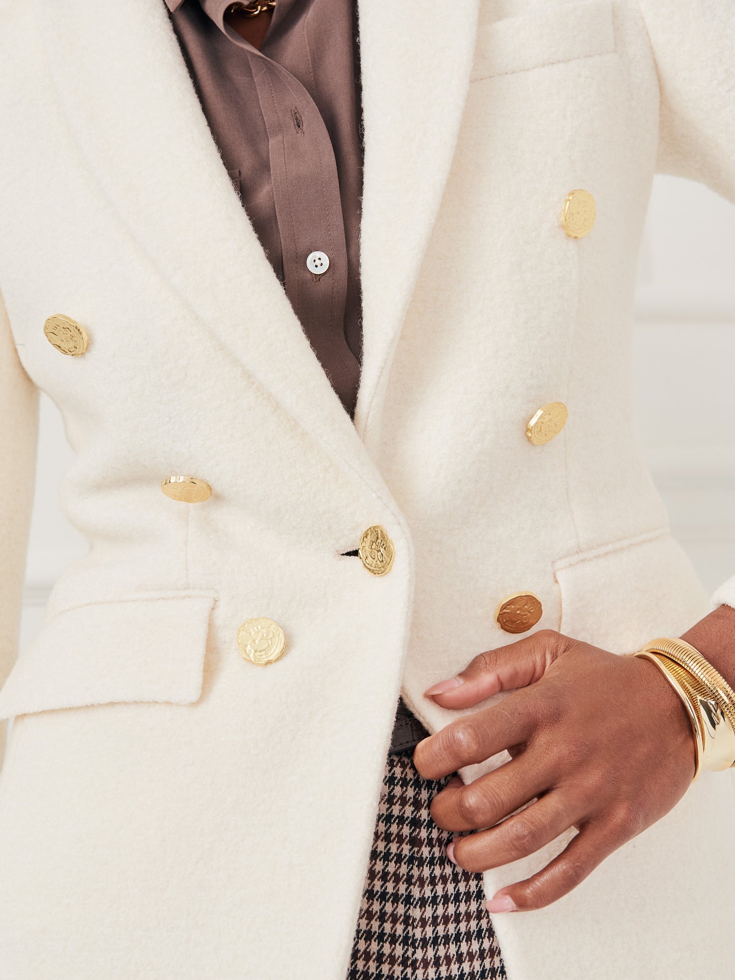 J.McLaughlin Genevieve blazer in cream made with wool boucle.