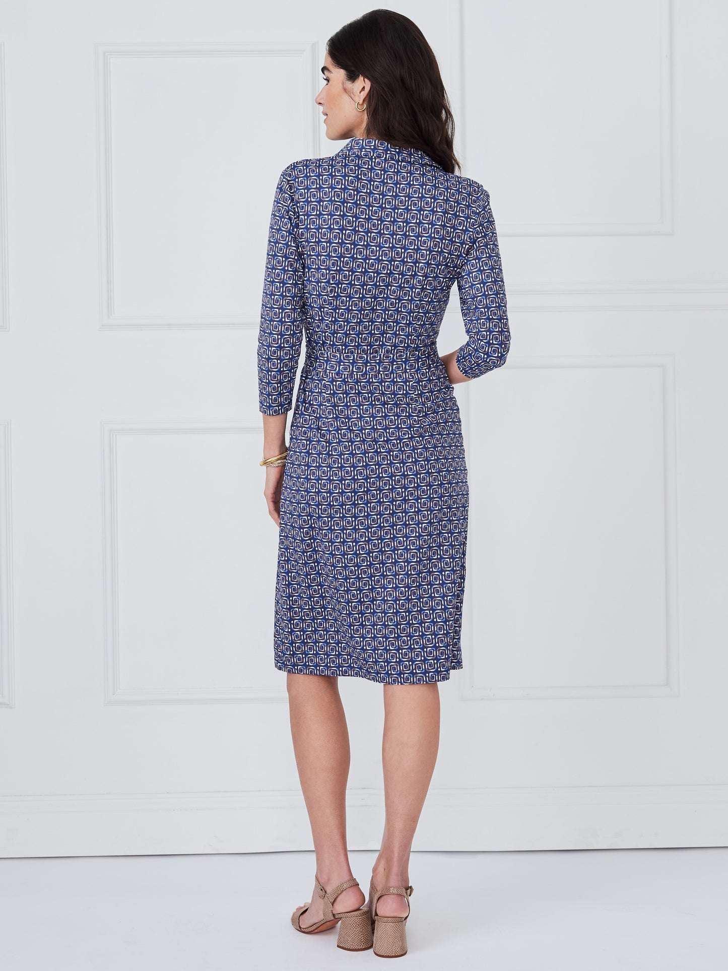 J.McLaughlin Calla dress in navy/multi made with catalina cloth.