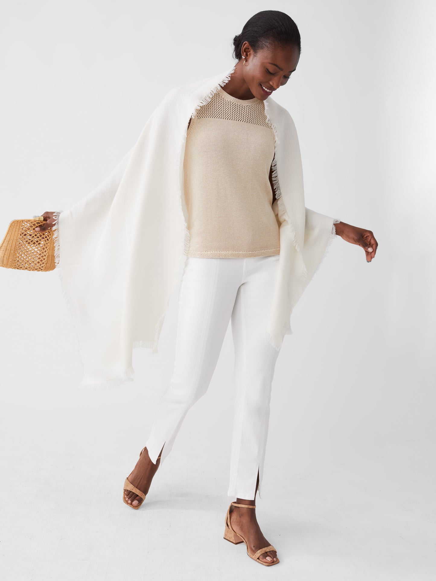 J.McLaughlin Carey scarf in ivory made with cashmere.