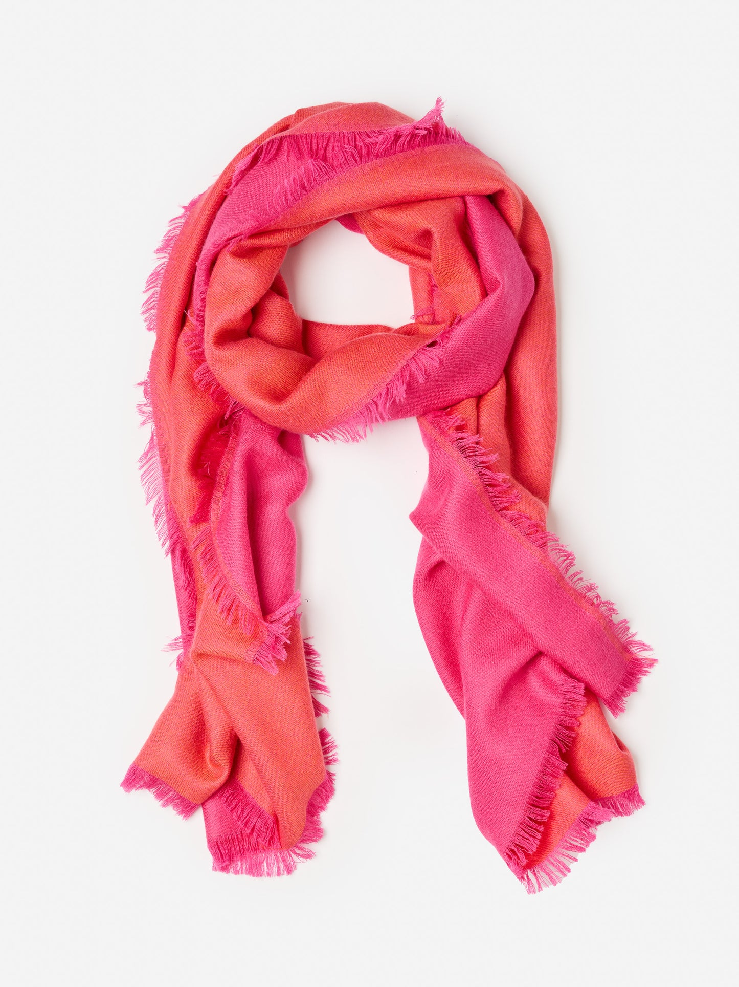 J.McLaughlin Carey scarf in orange/hot pink made with cashmere.
