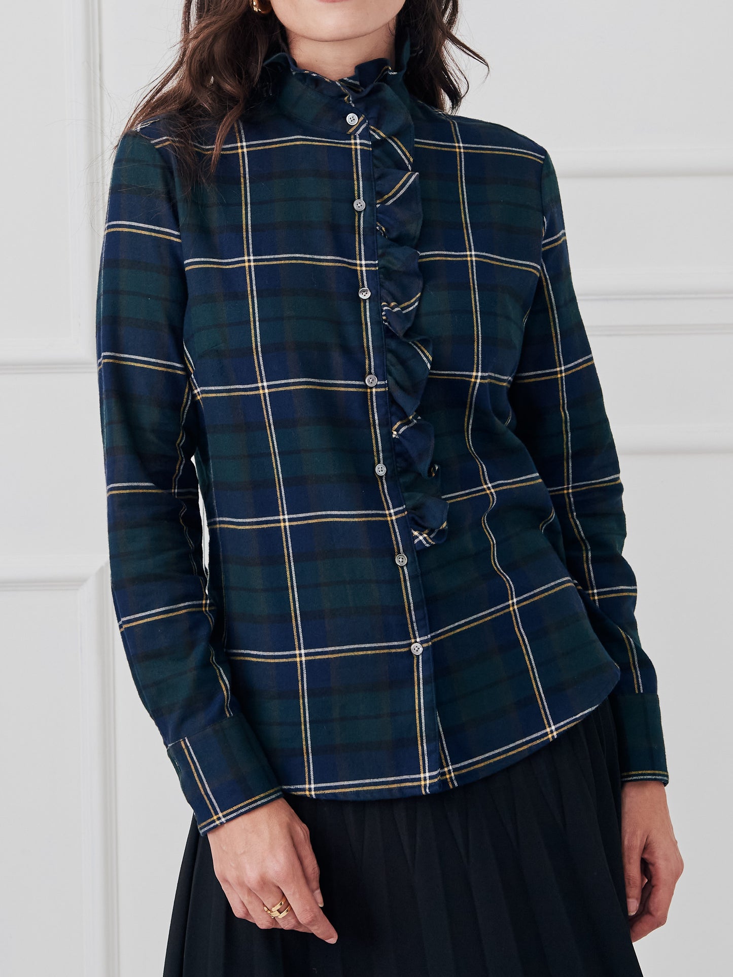 J.McLaughlin Carson top in navy/green/yellow made with cotton.