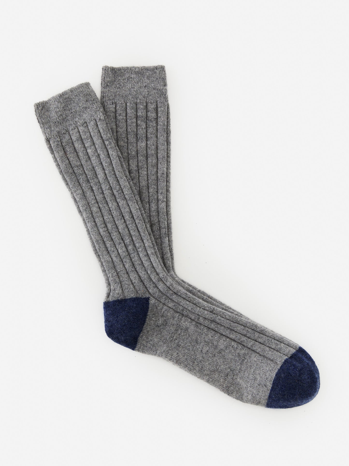 J.McLaughlin Cashmere socks in heather gray/denim made with a cashmere blend.