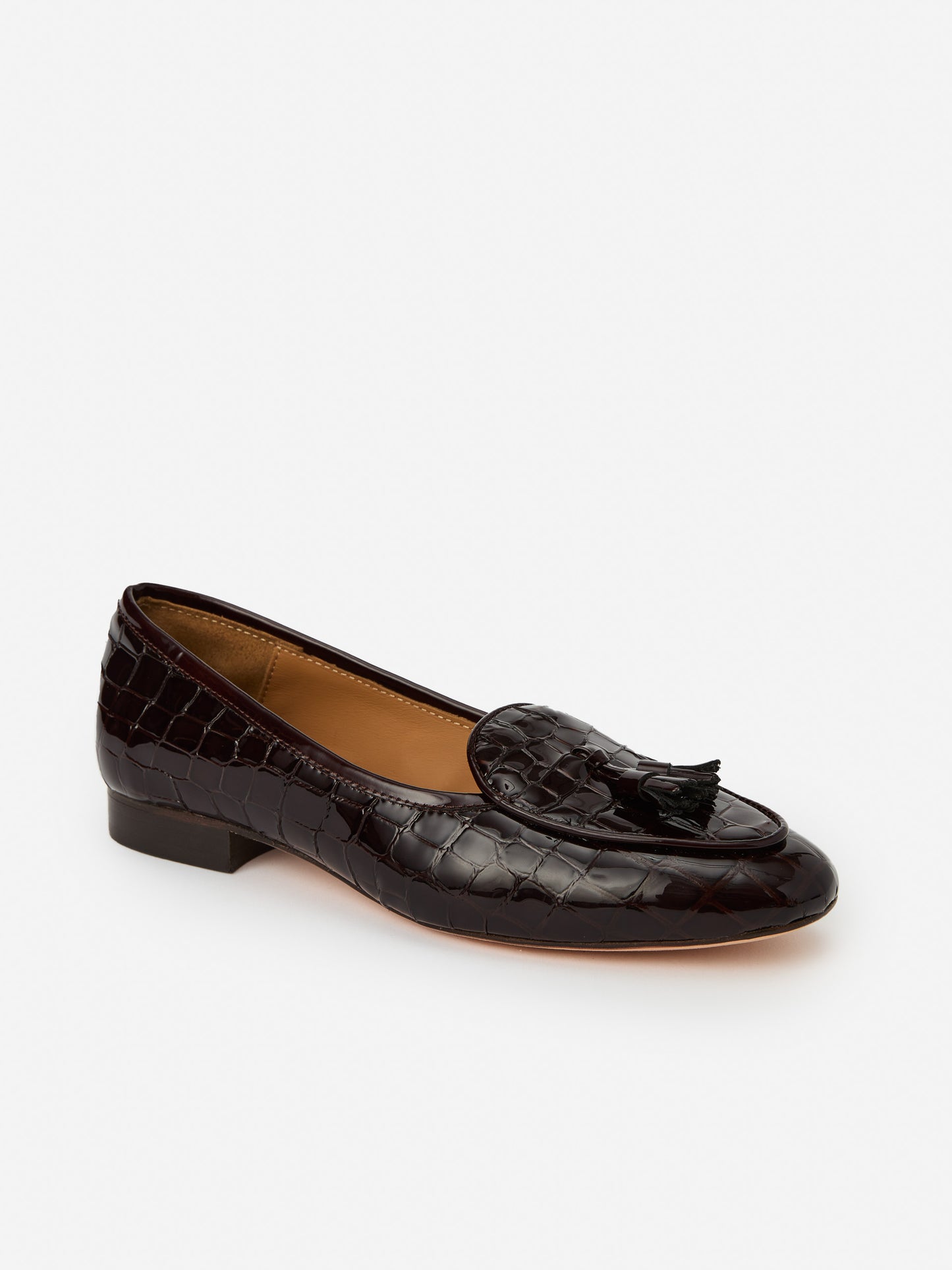 J.McLaughlin Cecily shoes in dark brown made with crocodile.