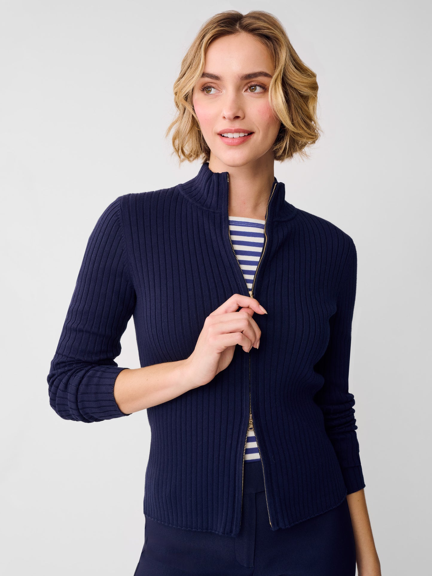 J.McLaughlin Clemence cardigan in navy made with cotton.