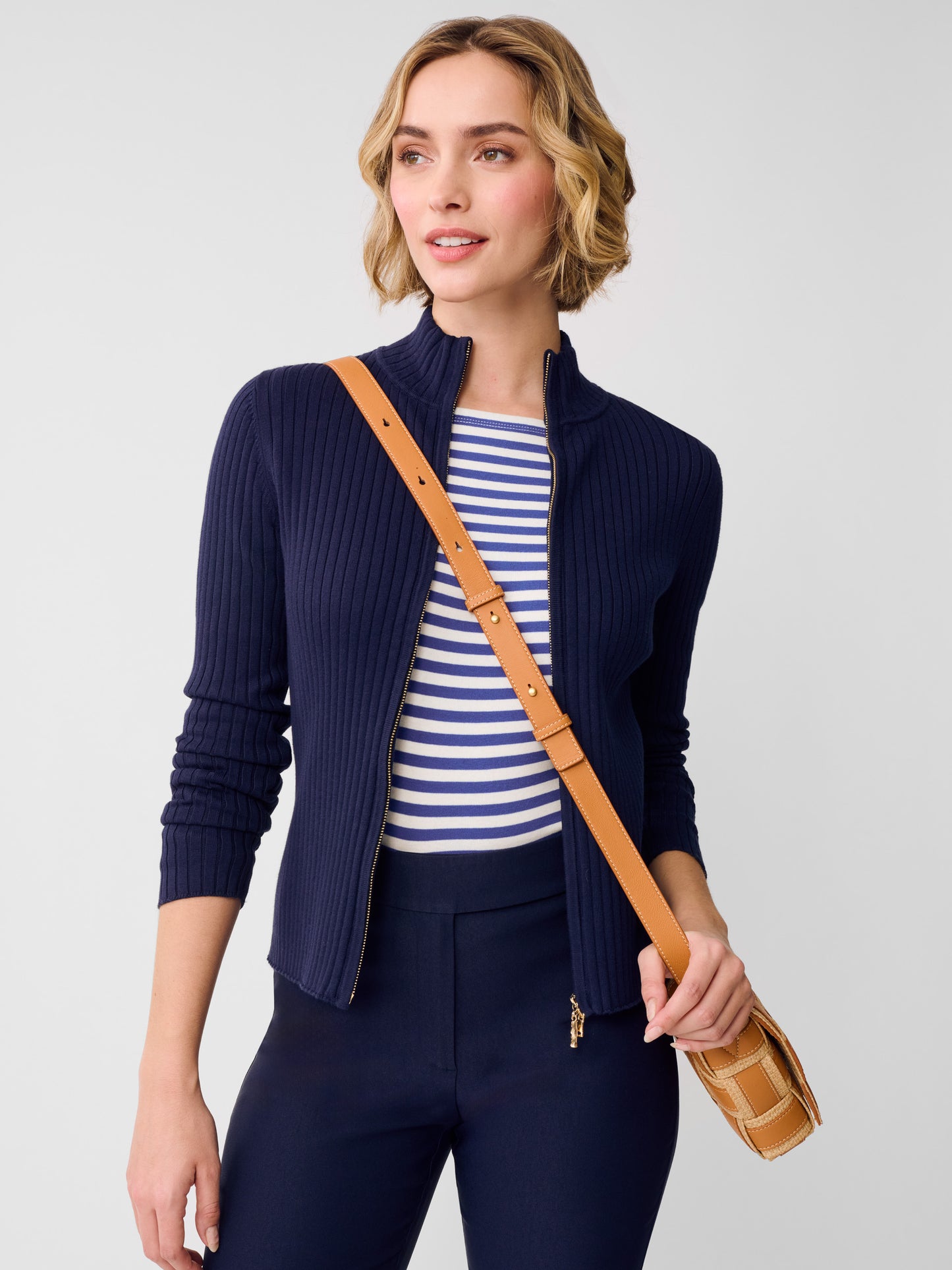 J.McLaughlin Clemence cardigan in navy made with cotton.
