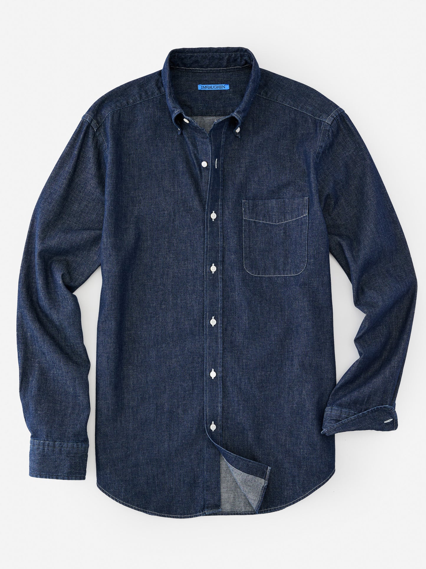 J.McLaughlin Collis shirt in dark denim made with cotton.