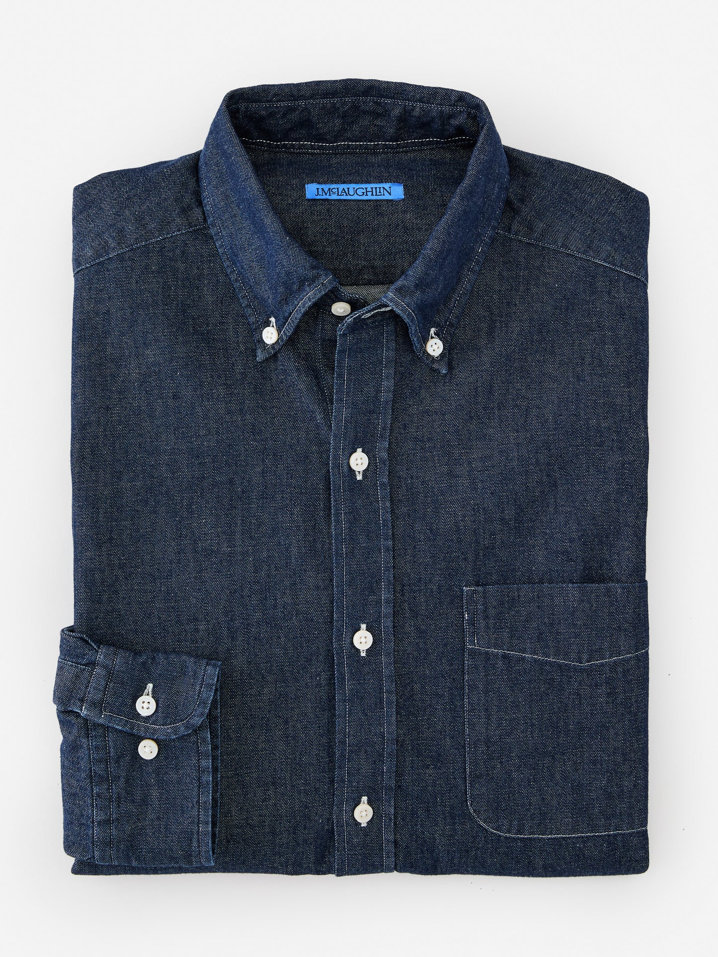 J.McLaughlin Collis shirt in dark denim made with cotton.