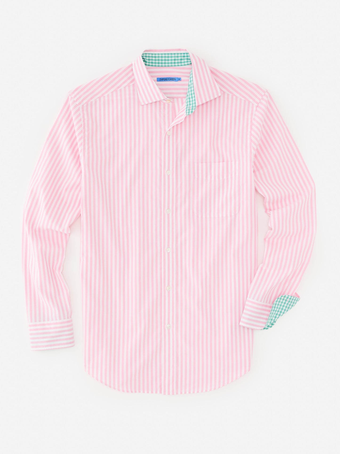 J.McLaughlin Club classic fit shirt in pink/white made with cotton.