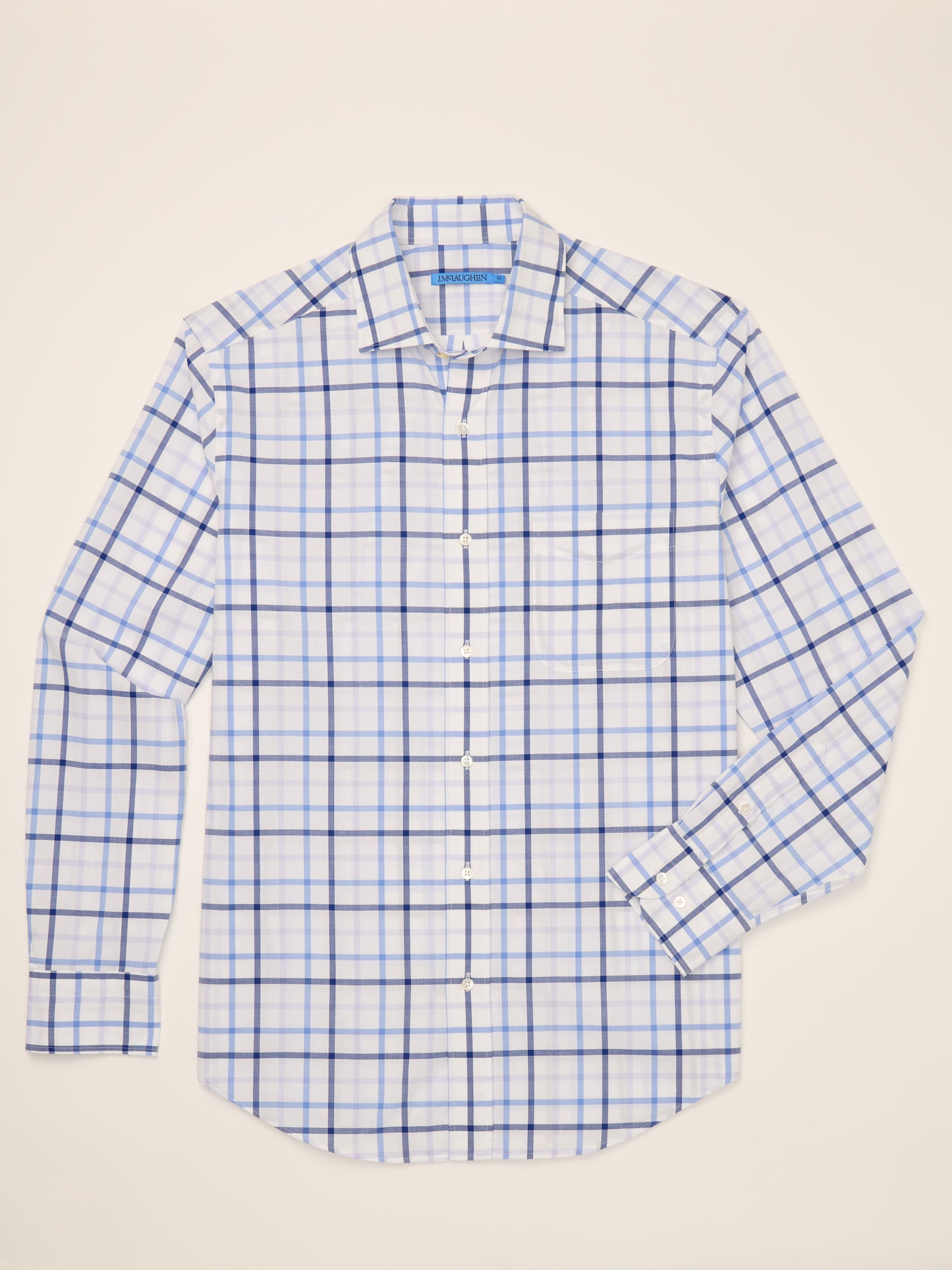 J.McLaughlin Club shirt in white/blue/navy made with cotton.