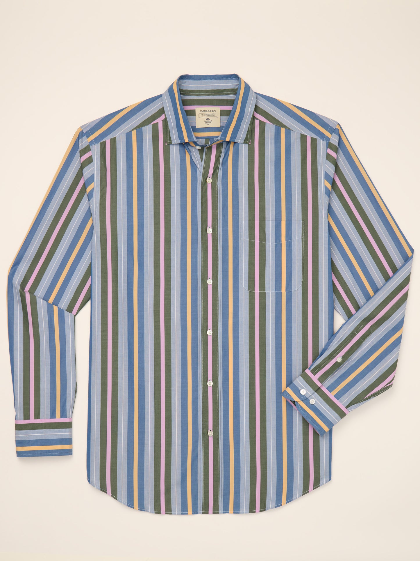 J.McLaughlin Club classic fit shirt in slate/peony made with cotton.