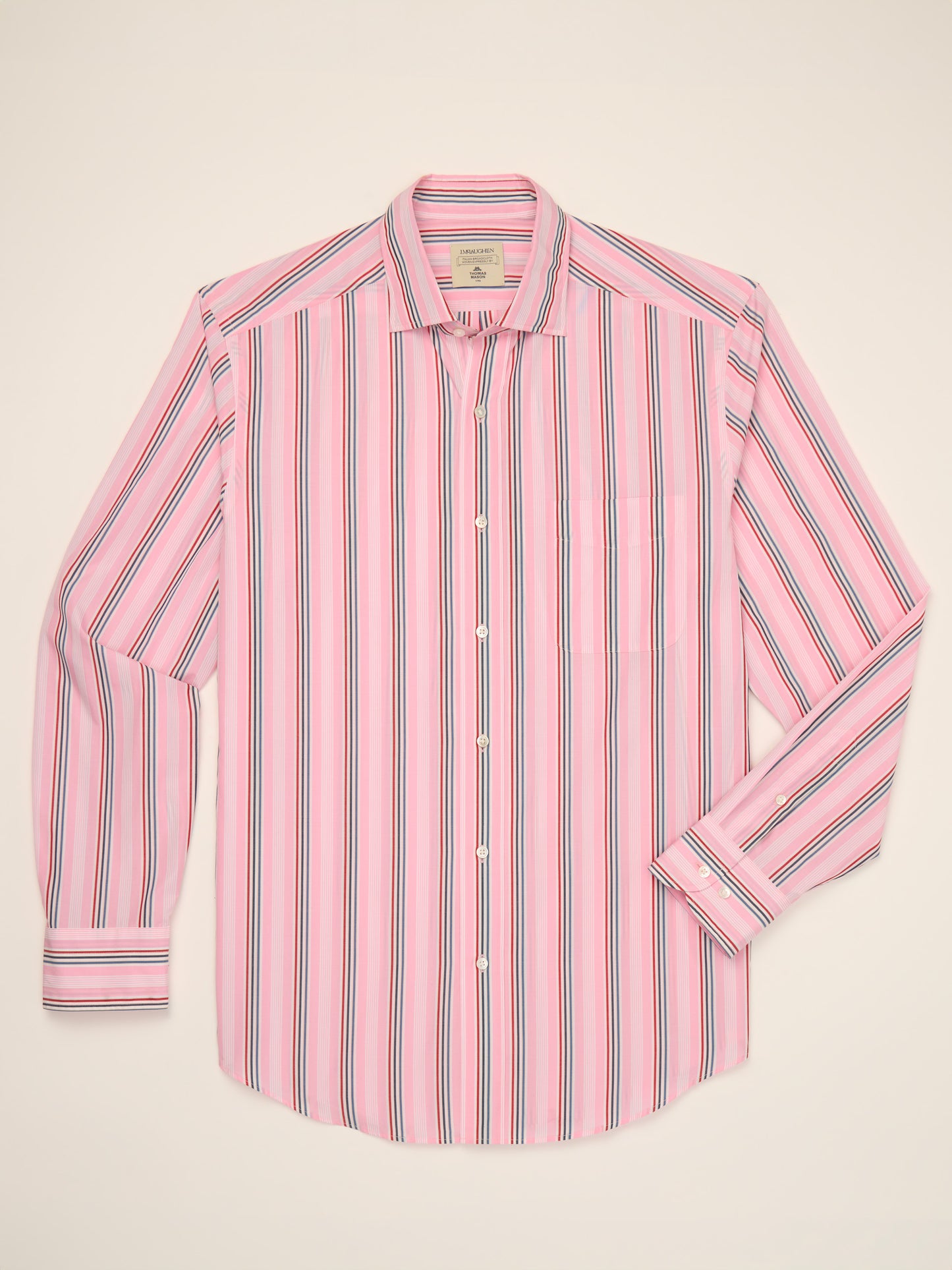 J.McLaughlin Club classic fit shirt in marine/sand/pink made with cotton.