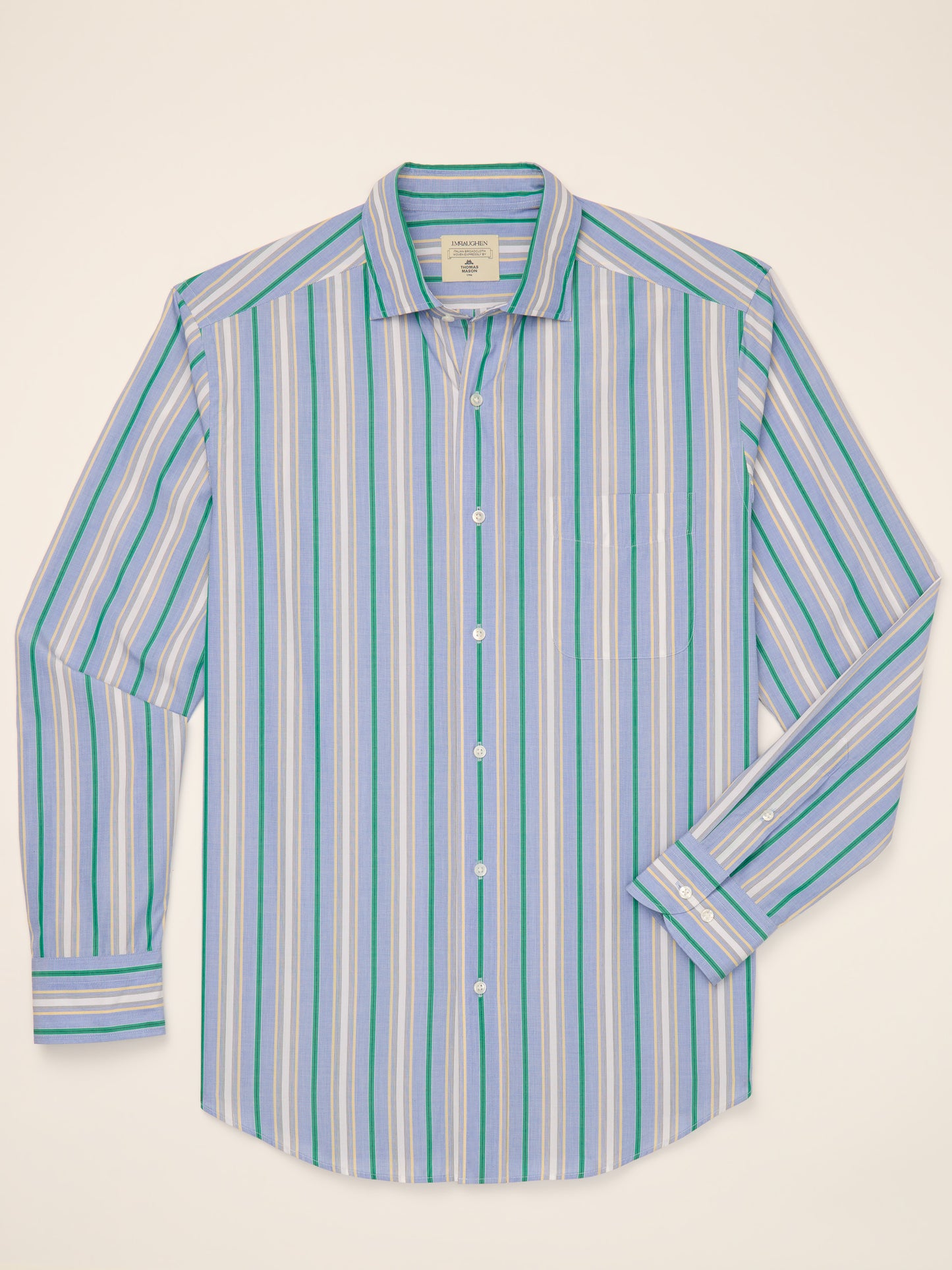 J.McLaughlin Club classic fit shirt in kelly/gold/white made with cotton.