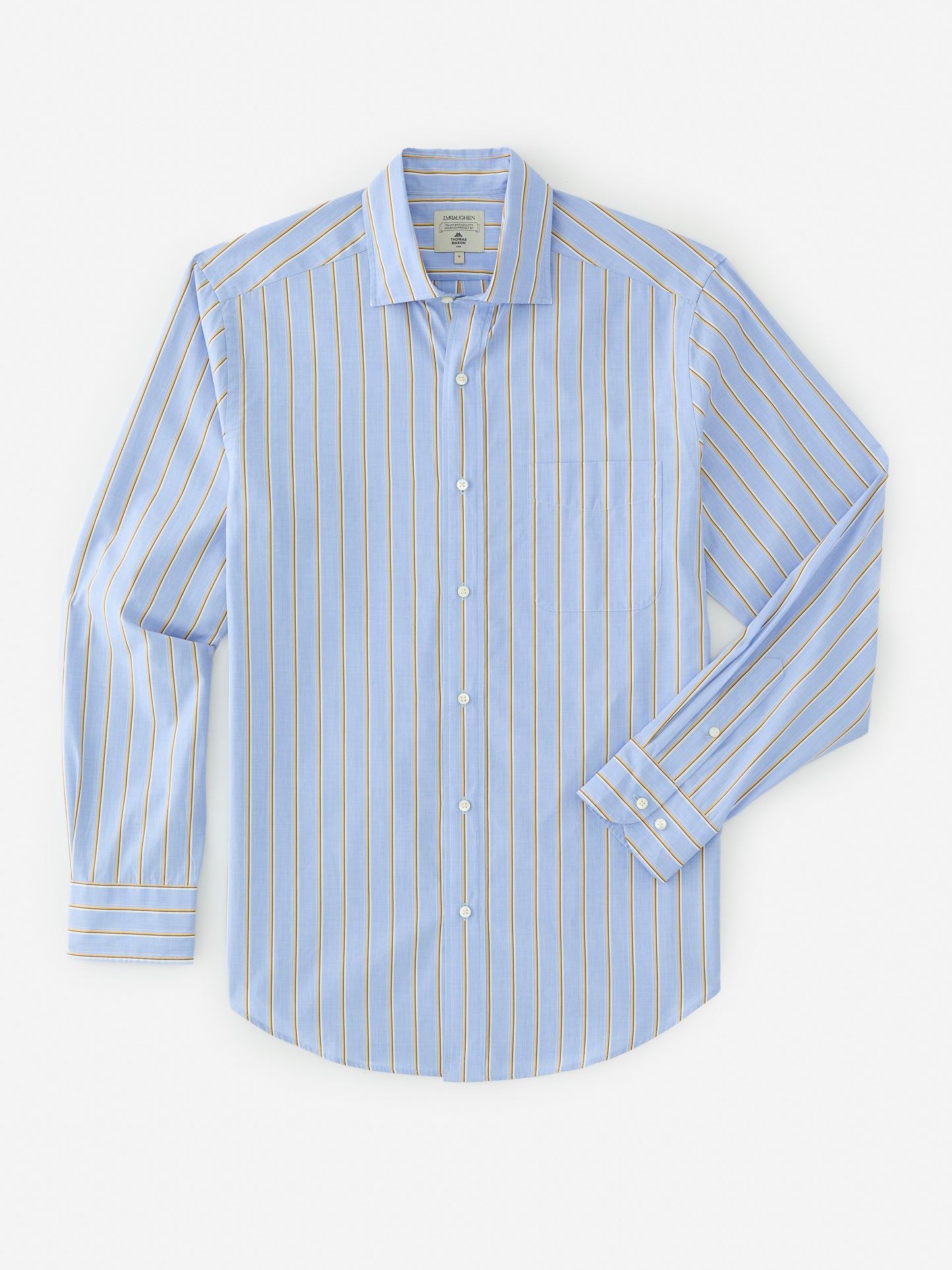 J.McLaughlin Club shirt in yellow/blue/white made with cotton.