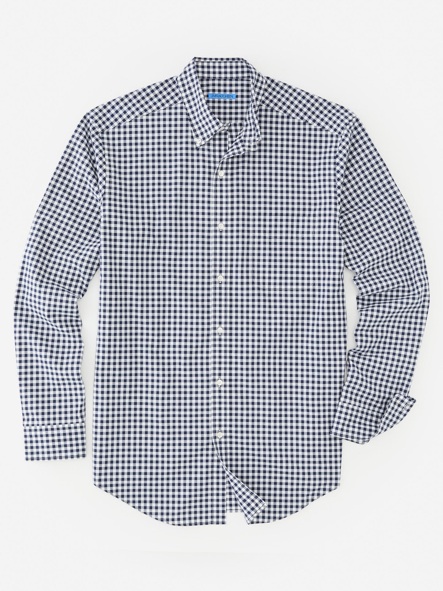 J.McLaughlin Collis shirt in navy/white made with cotton.