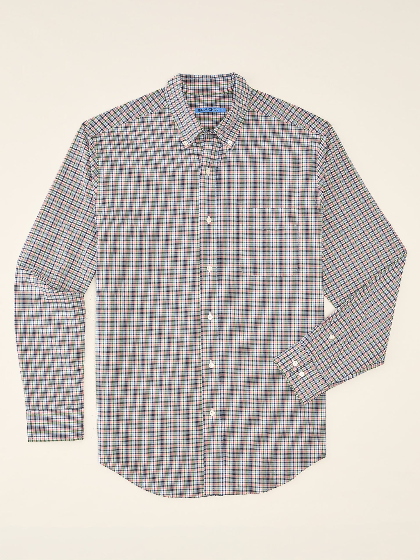 J.McLaughlin Collis shirt in Green/Blue/Pink made with Cotton.