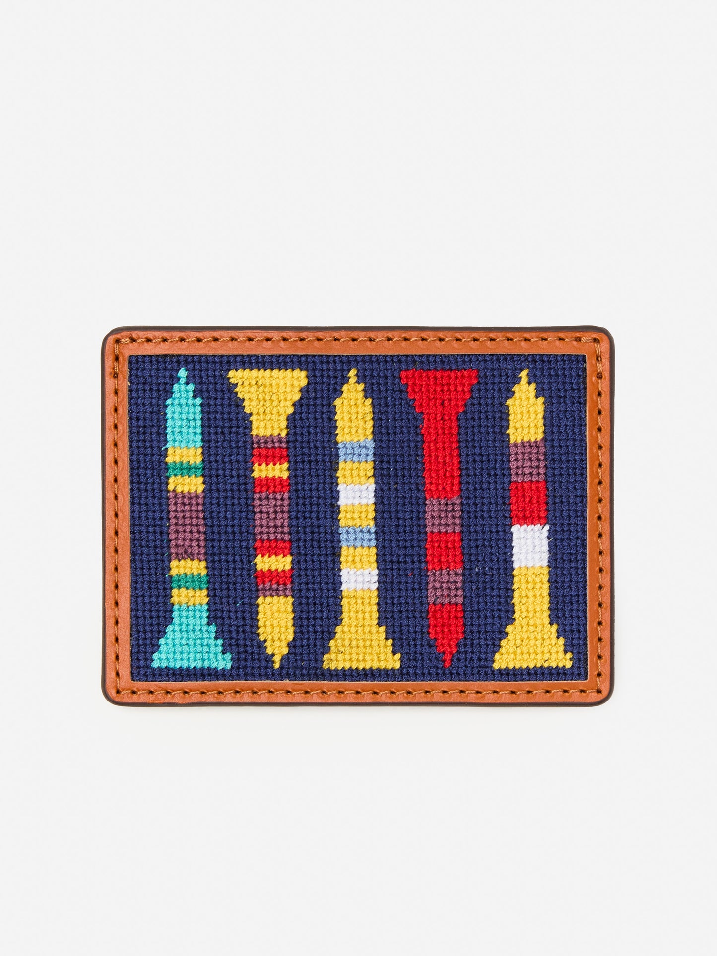 J.McLaughlin Needlepoint Cardcase in Golf Tee in navy/multi made with cotton.