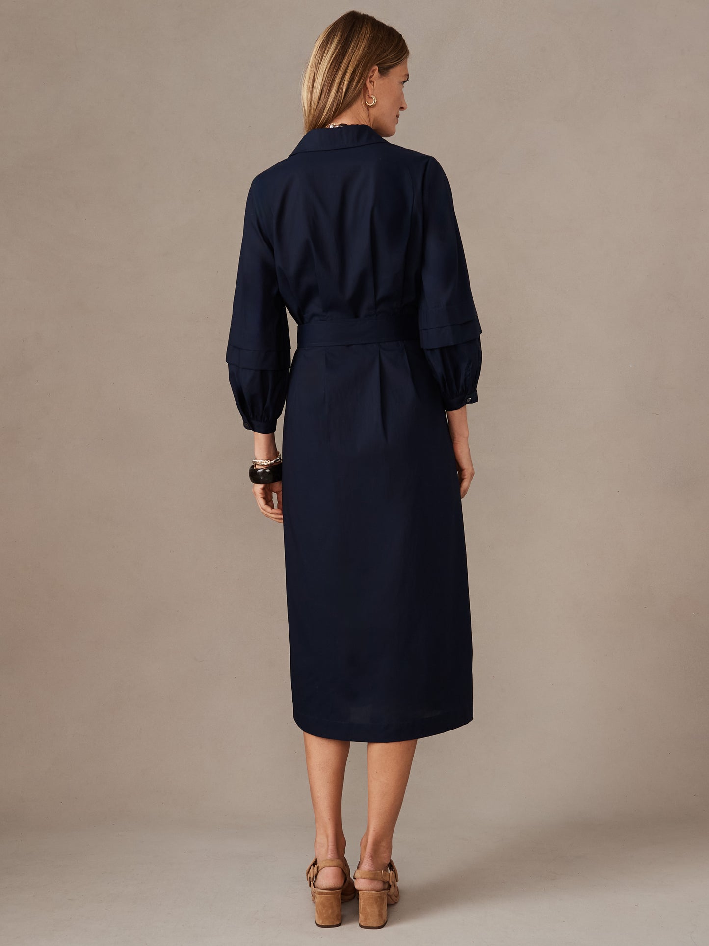 J.McLaughlin Dahlia dress in navy made with cotton poplin.