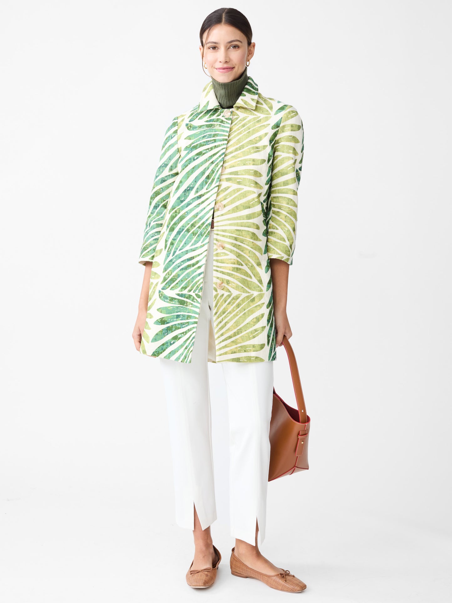 J.McLaughlin Deirde coat in green made with linen/rayon.