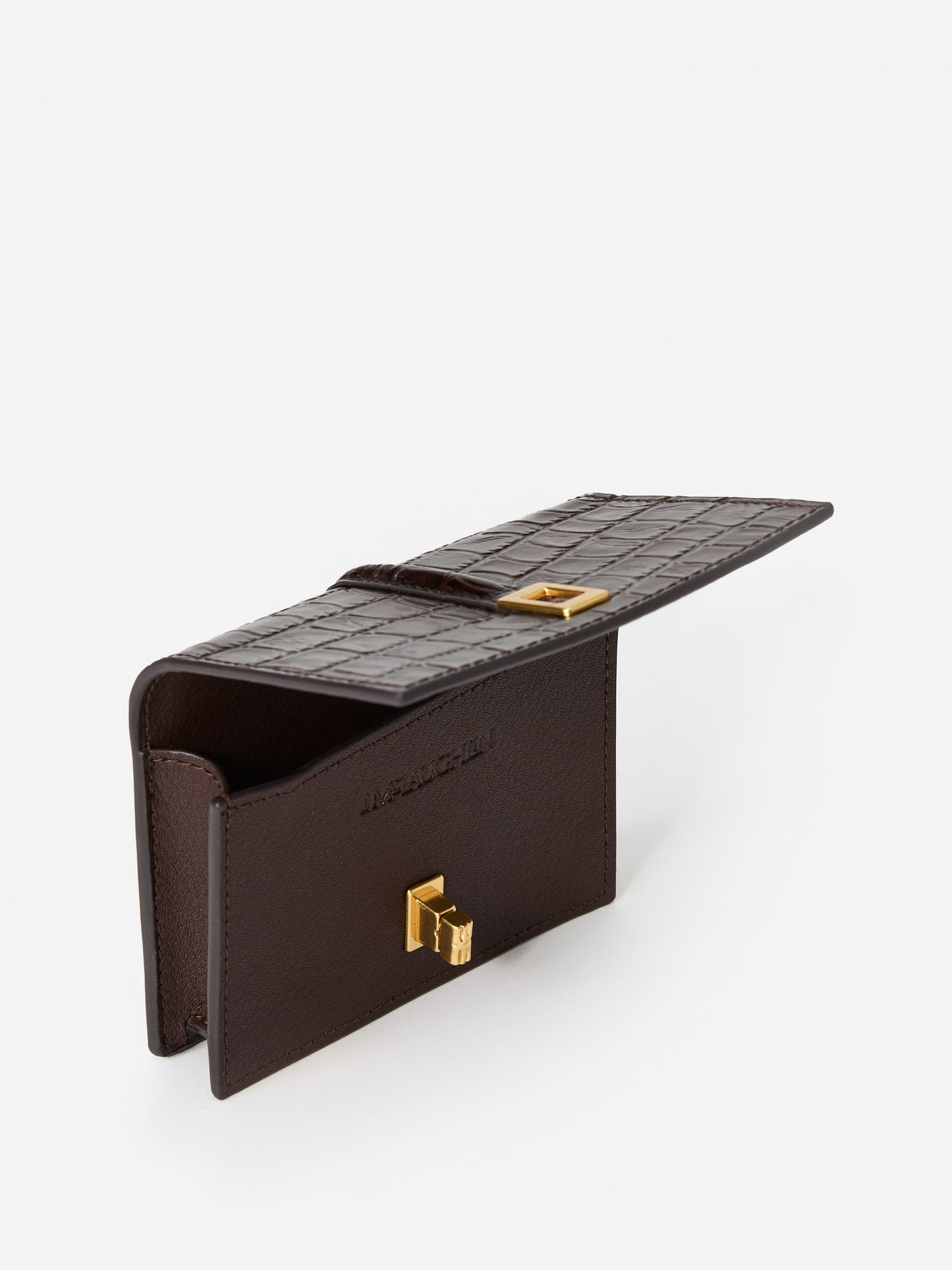J.McLaughlin Dinah Wallet in dark brown made with crocodile.