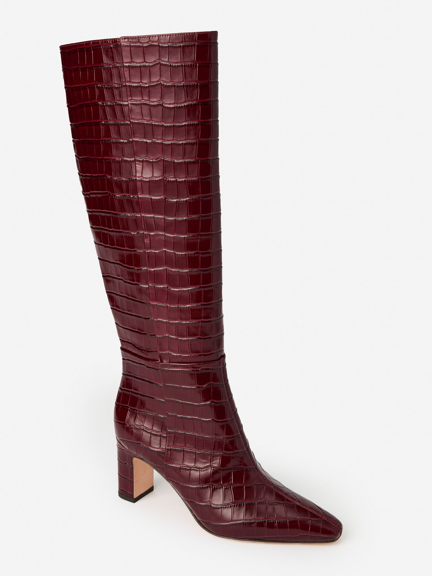 J.McLaughlin Eden boots in french merlot made with crocodile.
