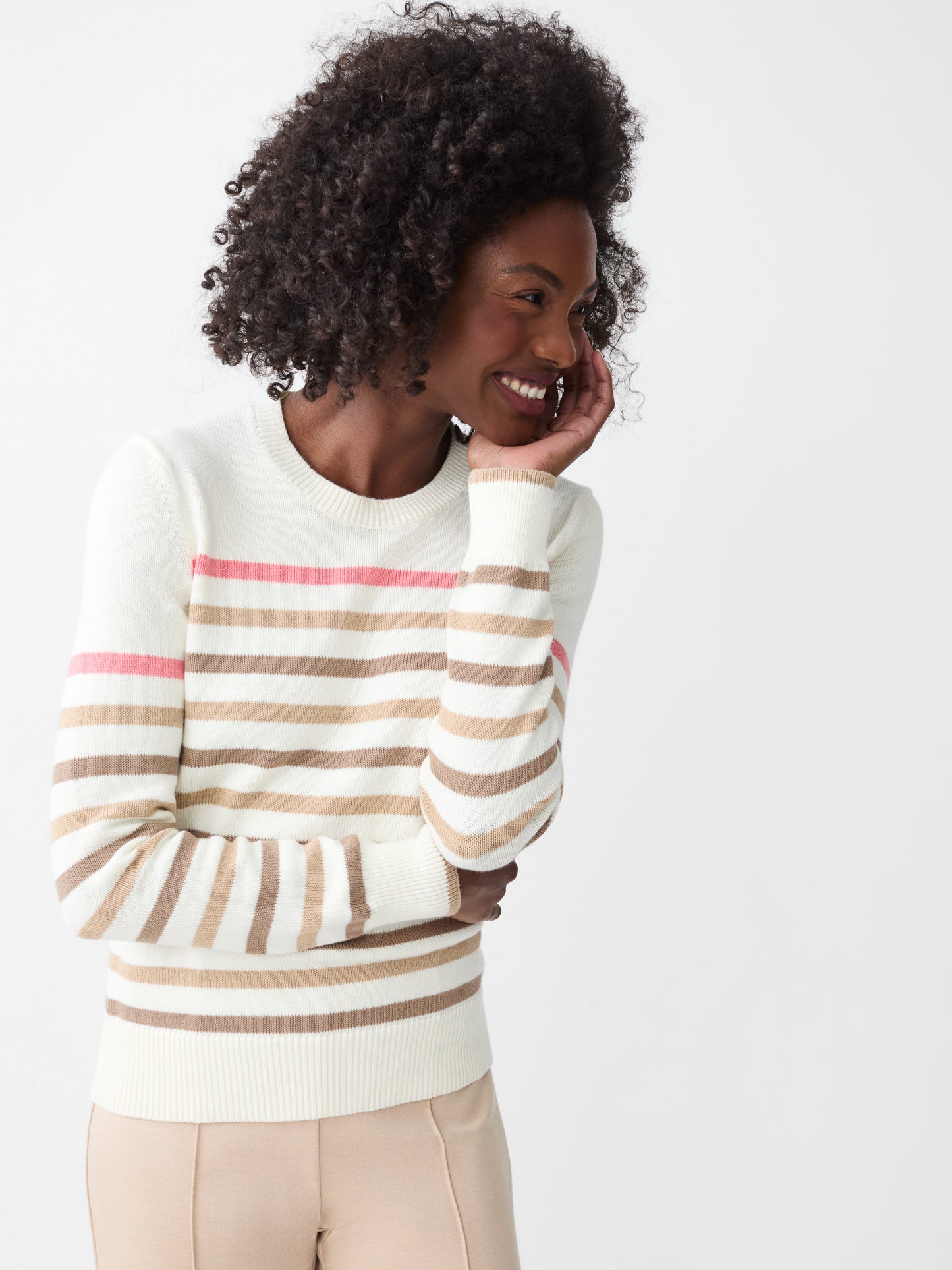 J.McLaughlin Galen sweater in off white/multi made with cotton.